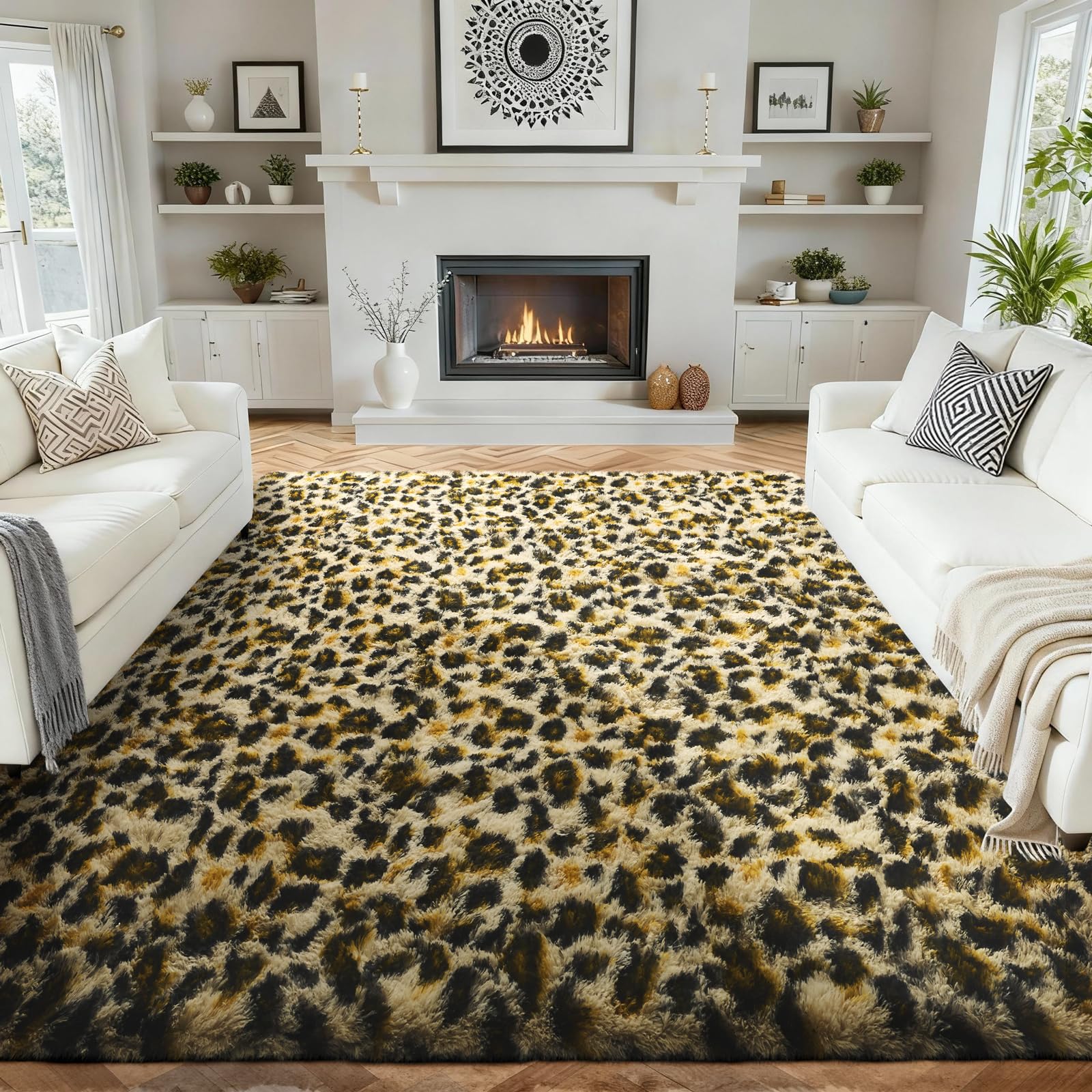 Ophanie Beige Rugs for Living Room Bedroom, 5x8 Fluffy Fuzzy Furry Carpet, Plush Soft Shaggy Bedside Indoor Floor Area Rug for Kids Girls Boys Baby Teen Dorm Nursery Home Decor Aesthetic