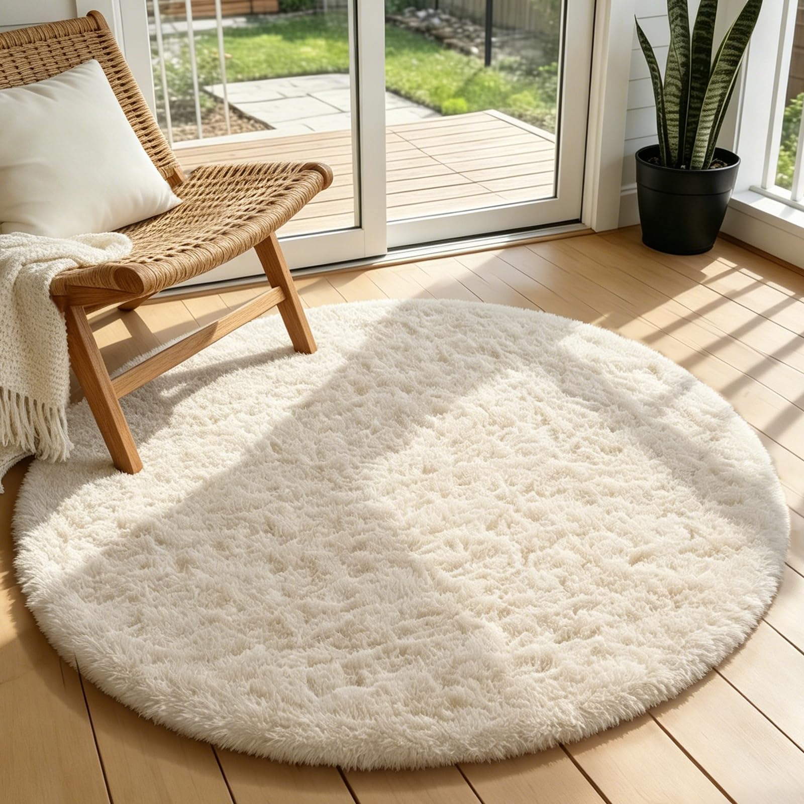 Ophanie Beige Rugs for Living Room Bedroom, 5x8 Fluffy Fuzzy Furry Carpet, Plush Soft Shaggy Bedside Indoor Floor Area Rug for Kids Girls Boys Baby Teen Dorm Nursery Home Decor Aesthetic