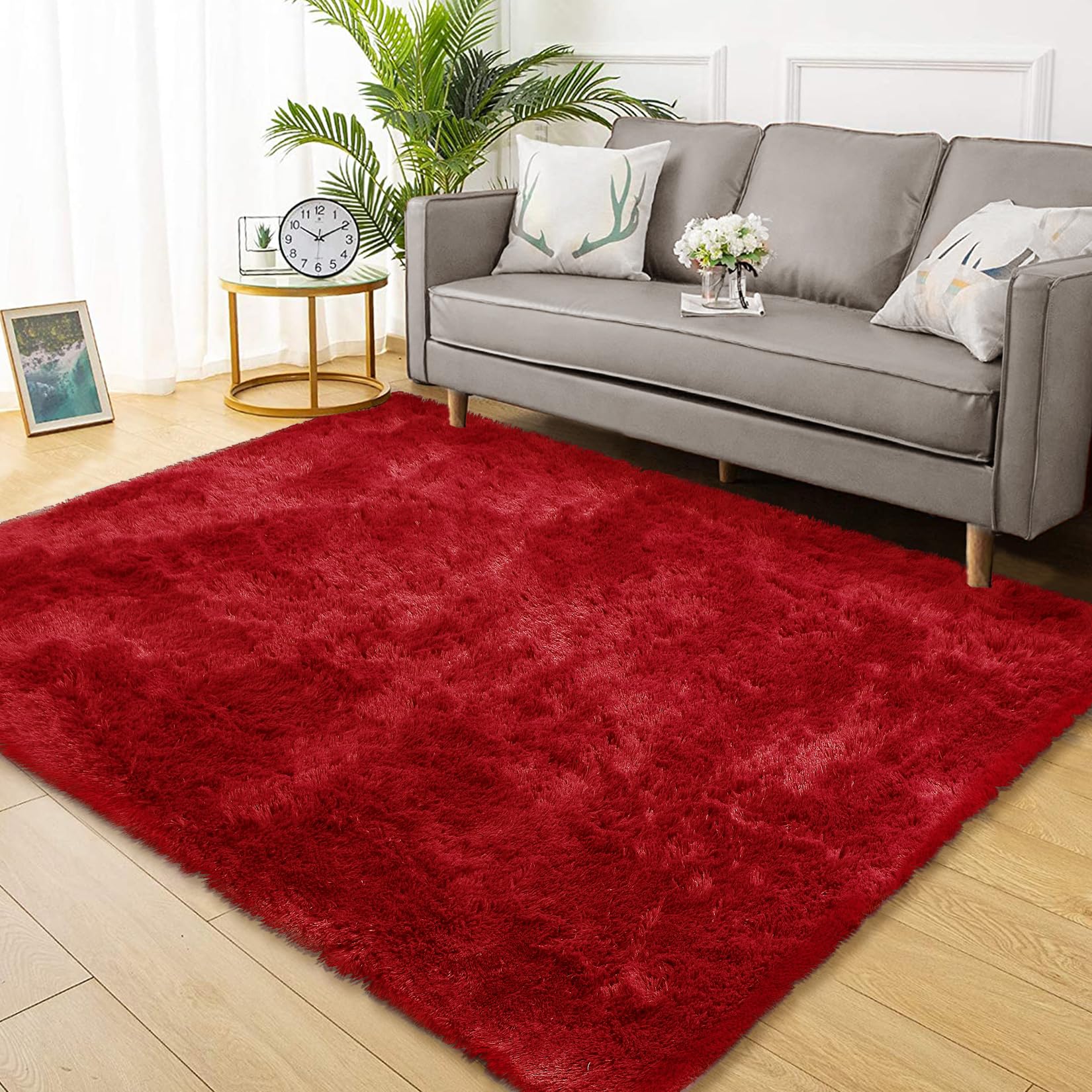 CAROMIO 10x13 Fluffy Area Rugs Extra Large Plush and Thick Faux Fur Shag Rug for Living Room Non-Slip Non-Shedding Accent Rug Carpet for Bedroom, Fuzzy Shaggy Rugs for Kids Nursery Dorm, Black