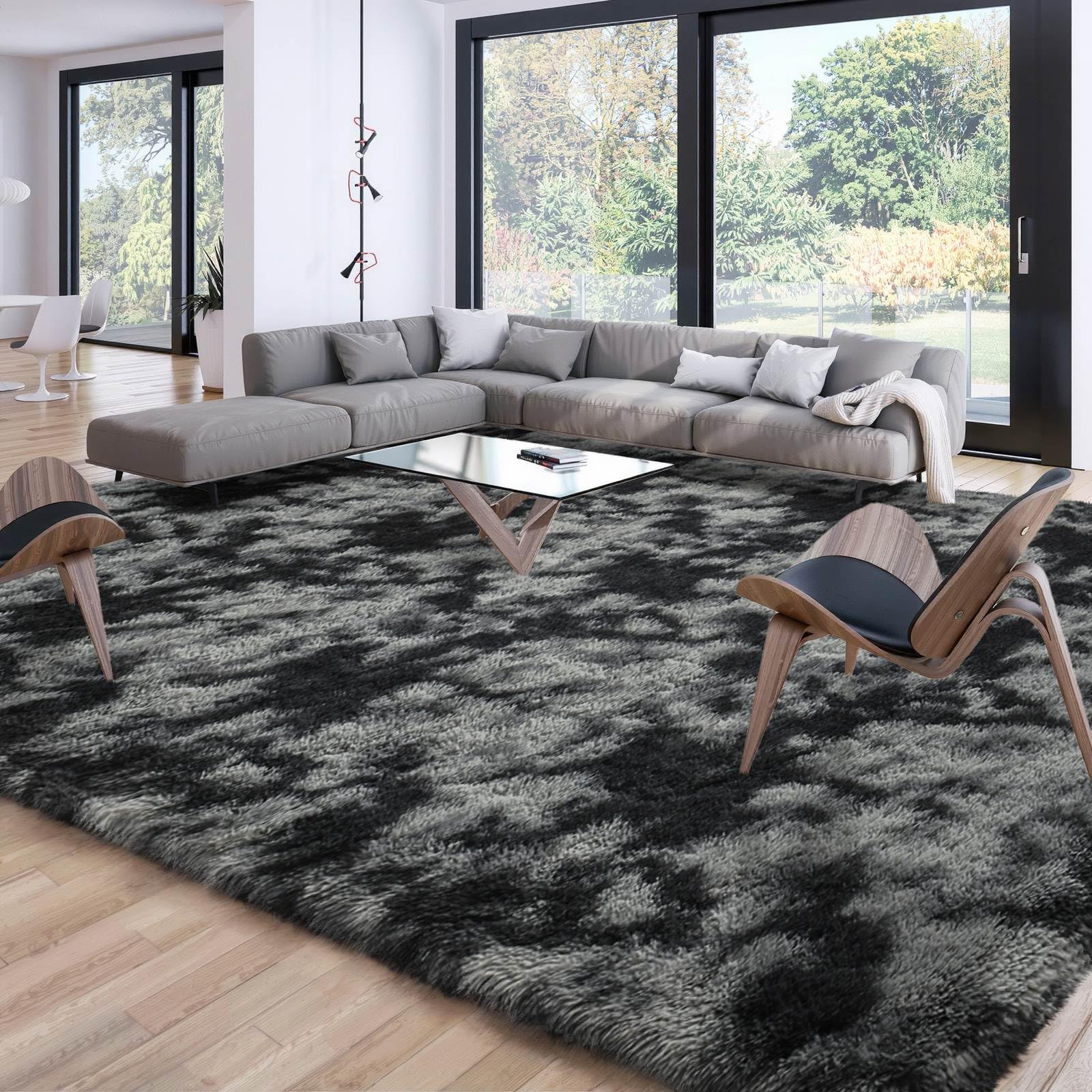 Merelax Soft Modern Indoor Shaggy Area Rug for Bedroom Livingroom Dorm Kids Room Home Decorative, Non-Slip Plush Fluffy Furry Fur Rugs Comfy Nursery Accent Floor Carpet 2x3 Feet, Black