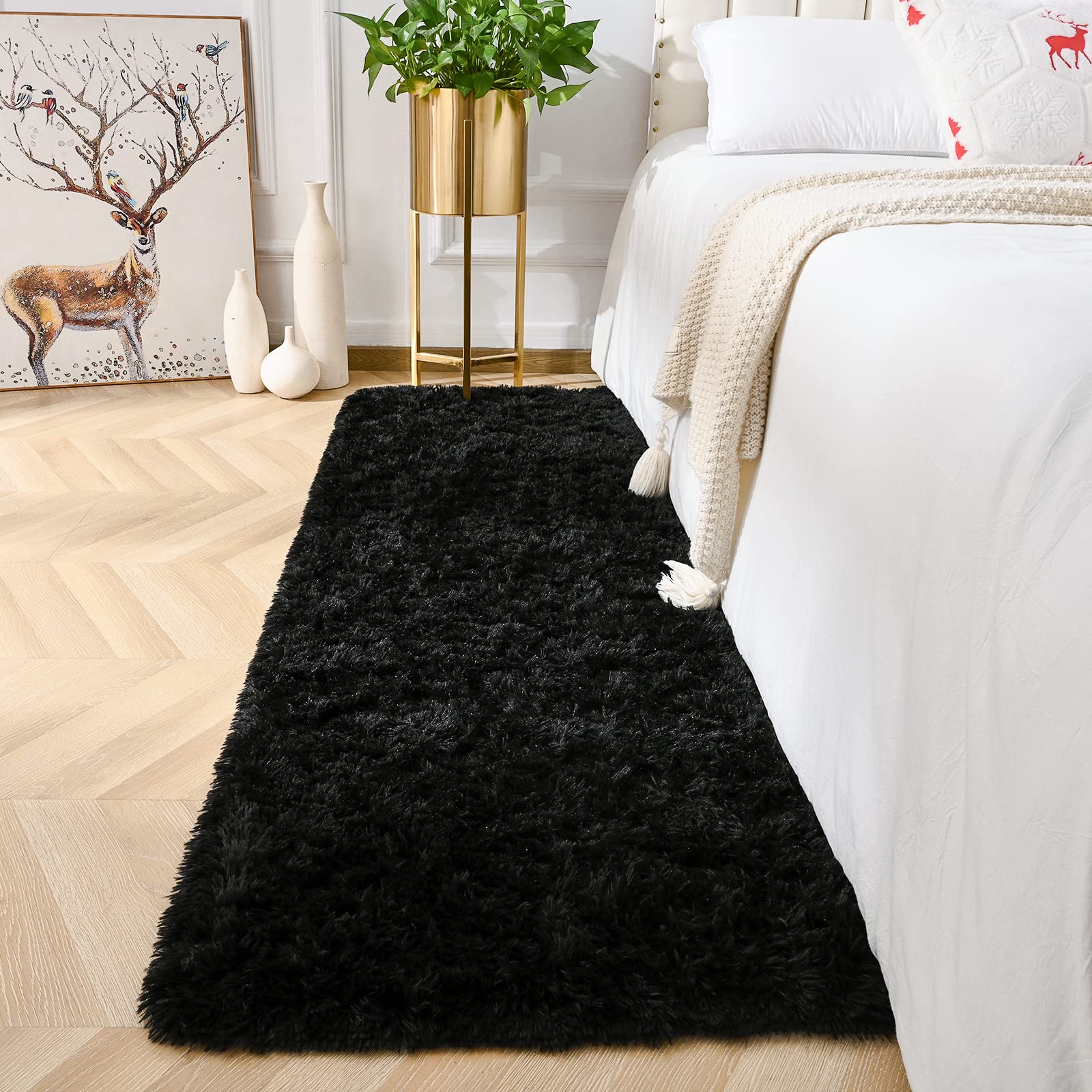 Amearea Yellow 6×9ft Soft Shag Rug, Non-slip Fluffy Carpet for Bedroom, Living Room & Nursery
