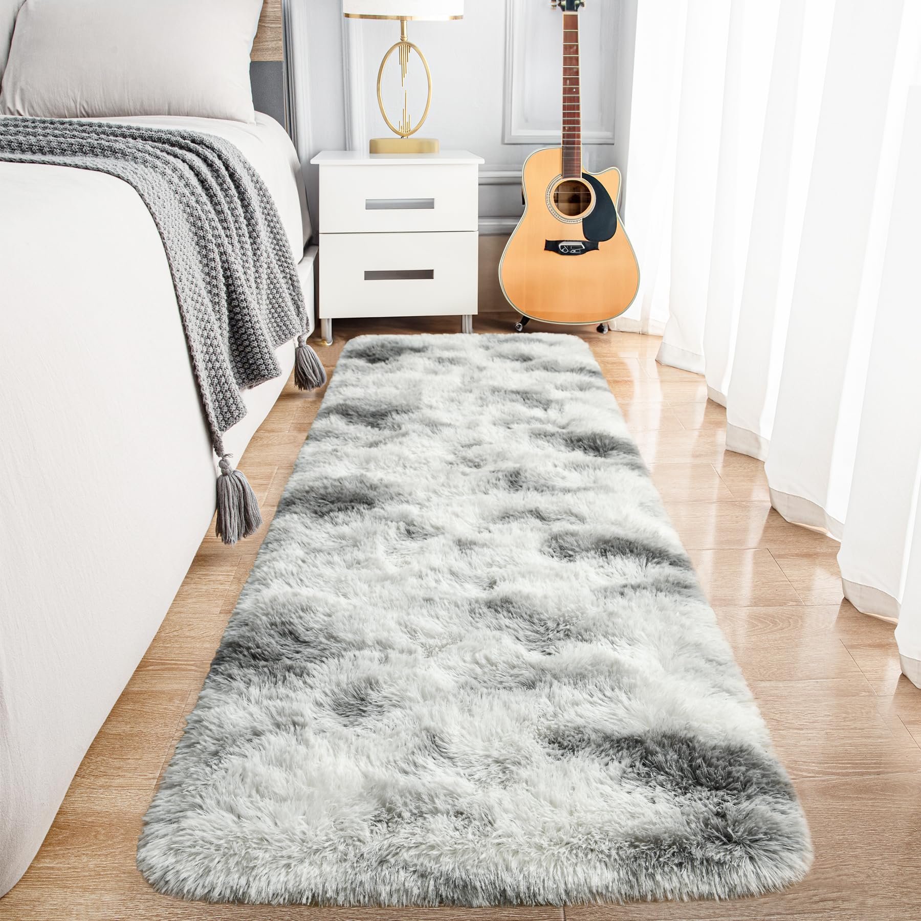 8x10 Extra Large Green Area Rug for Living Room Bedroom Dining Room, Fluffy Shag Soft Plush Furry Carpet Solid Color, Non-Slip Indoor Floor Mat for Kids Home Decor