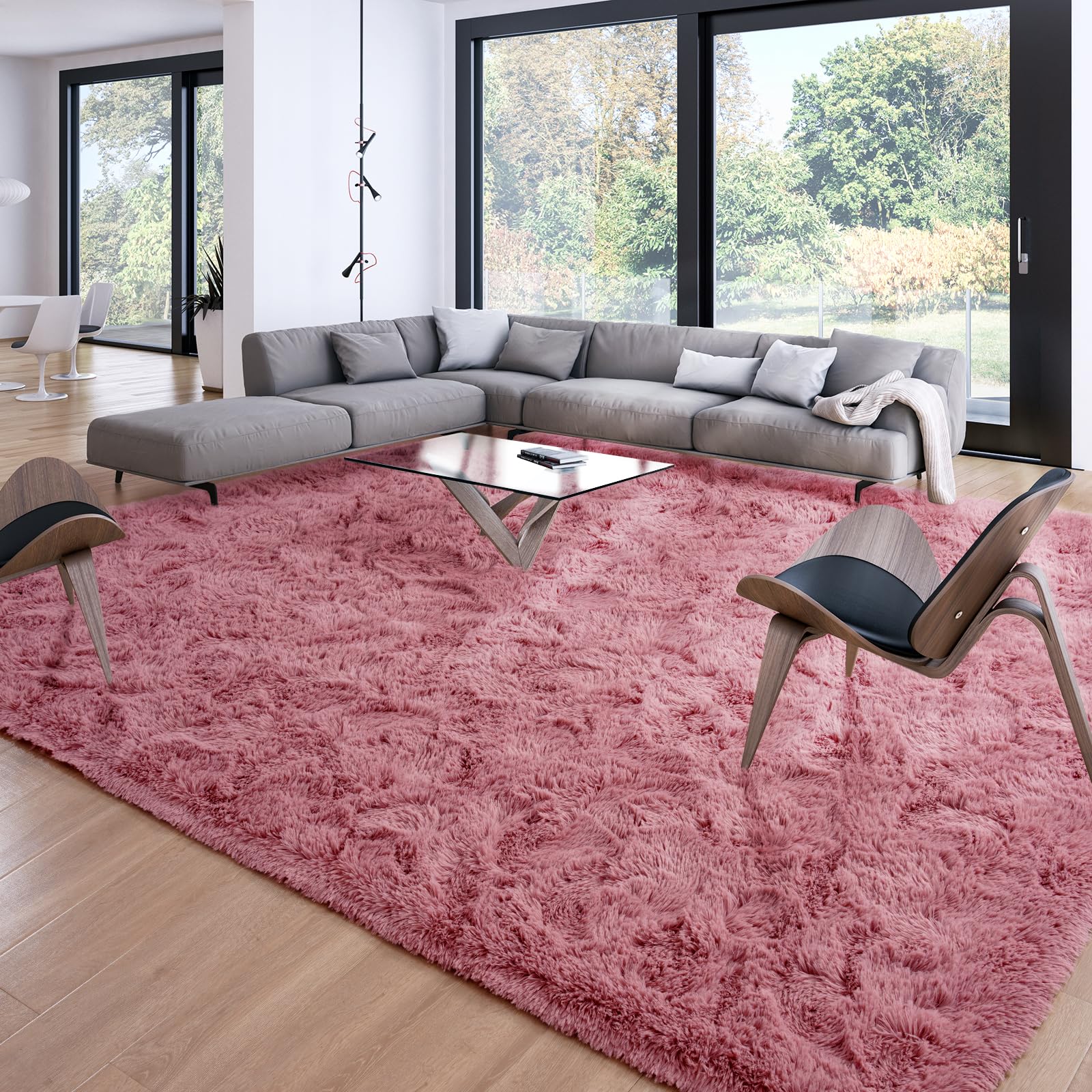 Merelax Soft Modern Indoor Shaggy Area Rug for Bedroom Livingroom Dorm Kids Room Home Decorative, Non-Slip Plush Fluffy Furry Fur Rugs Comfy Nursery Accent Floor Carpet 2x3 Feet, Black
