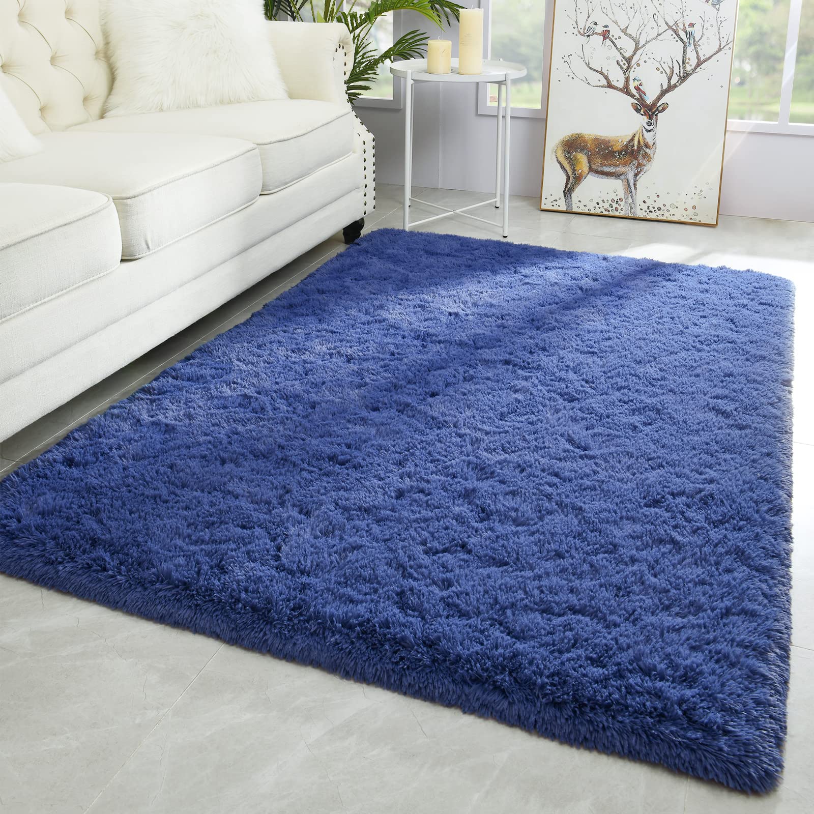 Merelax Soft Modern Indoor Shaggy Area Rug for Bedroom Livingroom Dorm Kids Room Home Decorative, Non-Slip Plush Fluffy Furry Fur Rugs Comfy Nursery Accent Floor Carpet 2x3 Feet, Black