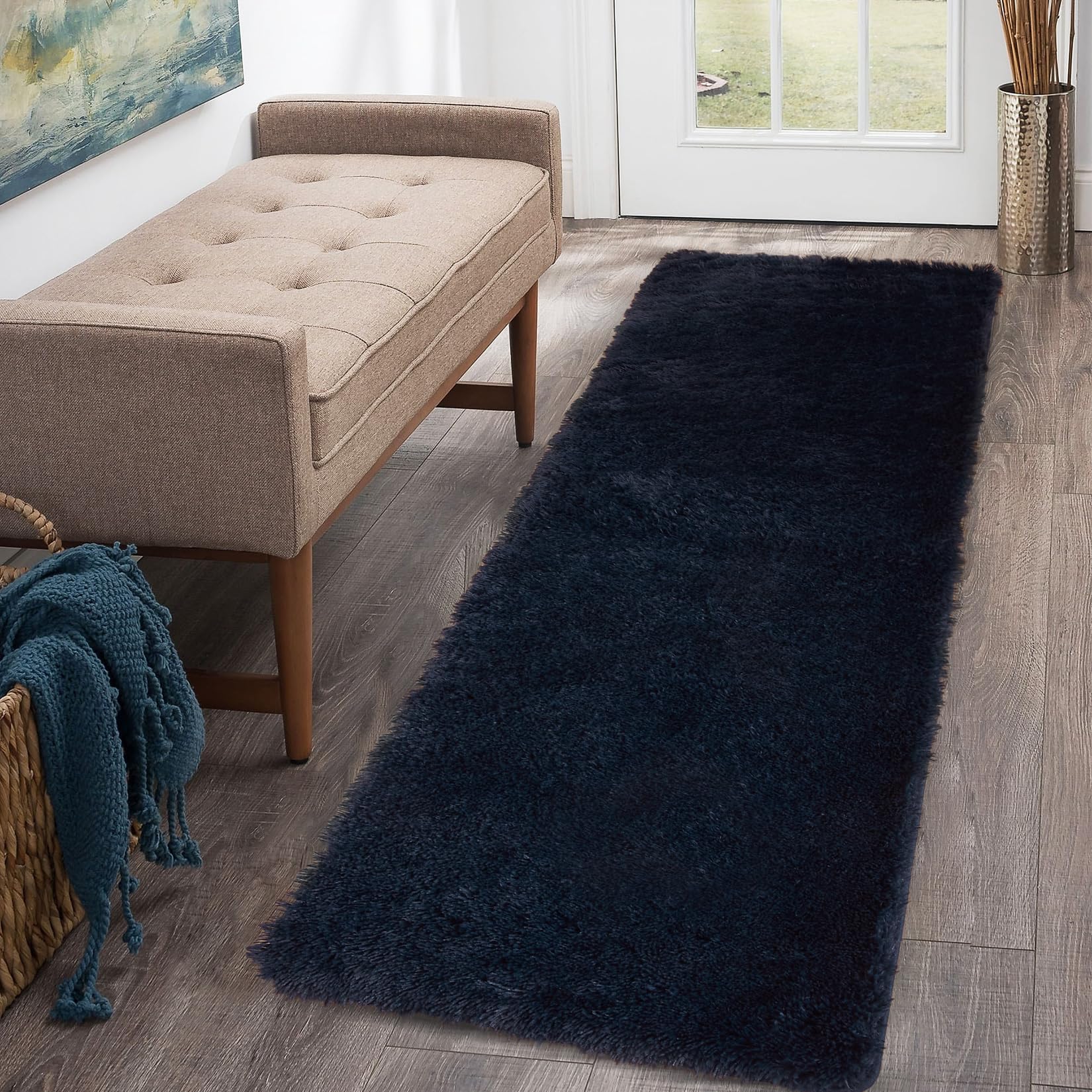 CAROMIO 10x13 Fluffy Area Rugs Extra Large Plush and Thick Faux Fur Shag Rug for Living Room Non-Slip Non-Shedding Accent Rug Carpet for Bedroom, Fuzzy Shaggy Rugs for Kids Nursery Dorm, Black