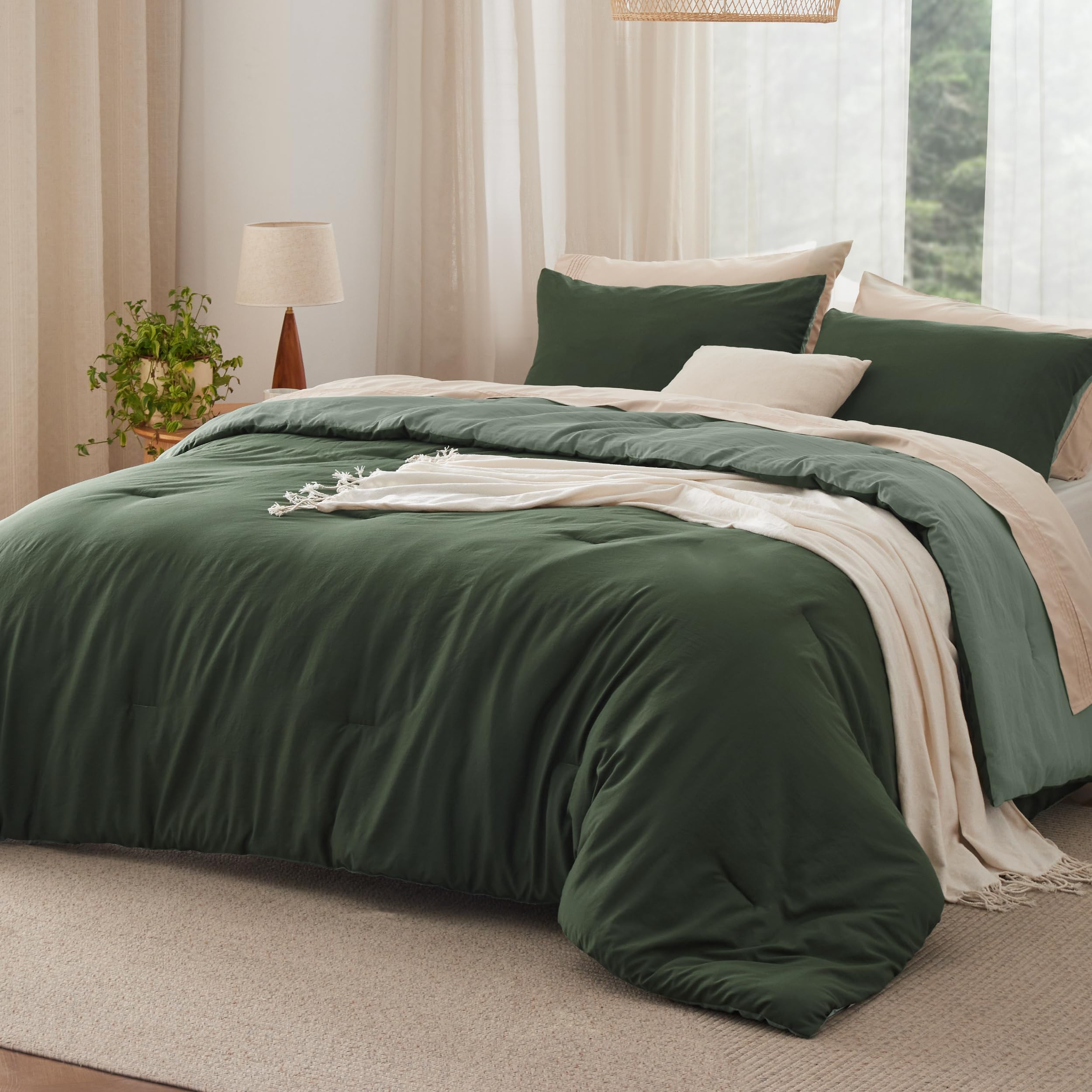 Bedsure King Comforter Set, Beige Soft Prewashed Bedding for All Seasons, 3 Pieces GentleSoft™ Bed Set, 1 Lightweight Comforter (104"x90") and 2 Pillowcases (20"x36")