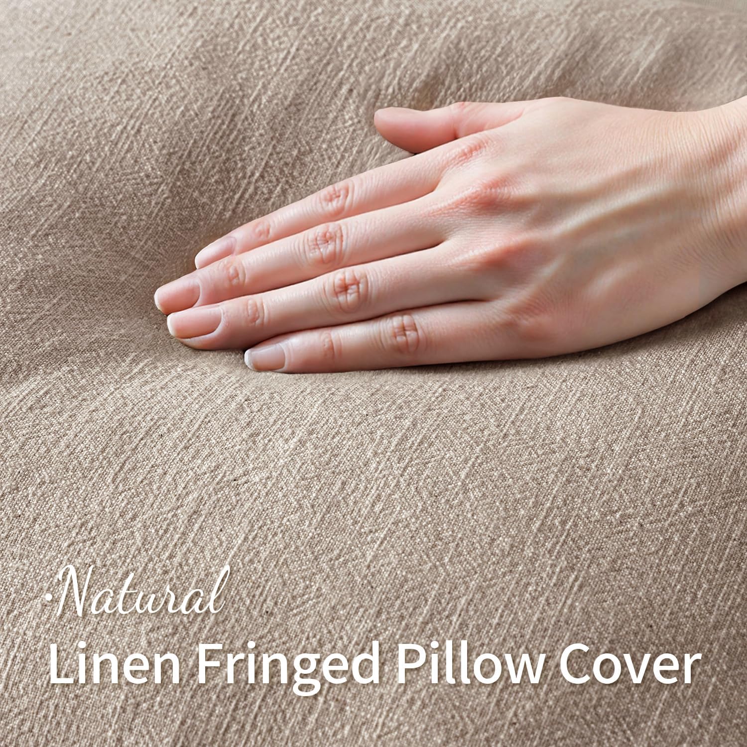 MIULEE Decorative Throw Pillow Covers Neutral Linen Fringe Throw Pillows Set of 2 Natural Linen Boho Farmhouse Cushion Covers with Tassels for Couch Sofa Bed Spring Home Decor 28x28 Inch