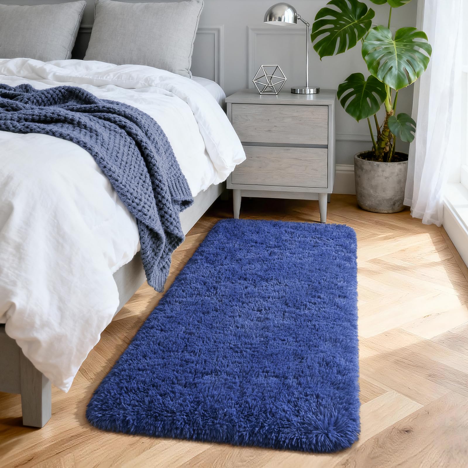 Merelax Soft Modern Indoor Shaggy Area Rug for Bedroom Livingroom Dorm Kids Room Home Decorative, Non-Slip Plush Fluffy Furry Fur Rugs Comfy Nursery Accent Floor Carpet 2x3 Feet, Black
