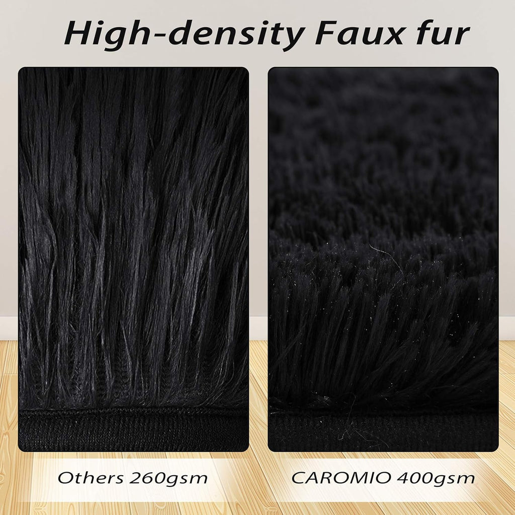 CAROMIO 10x13 Fluffy Area Rugs Extra Large Plush and Thick Faux Fur Shag Rug for Living Room Non-Slip Non-Shedding Accent Rug Carpet for Bedroom, Fuzzy Shaggy Rugs for Kids Nursery Dorm, Black