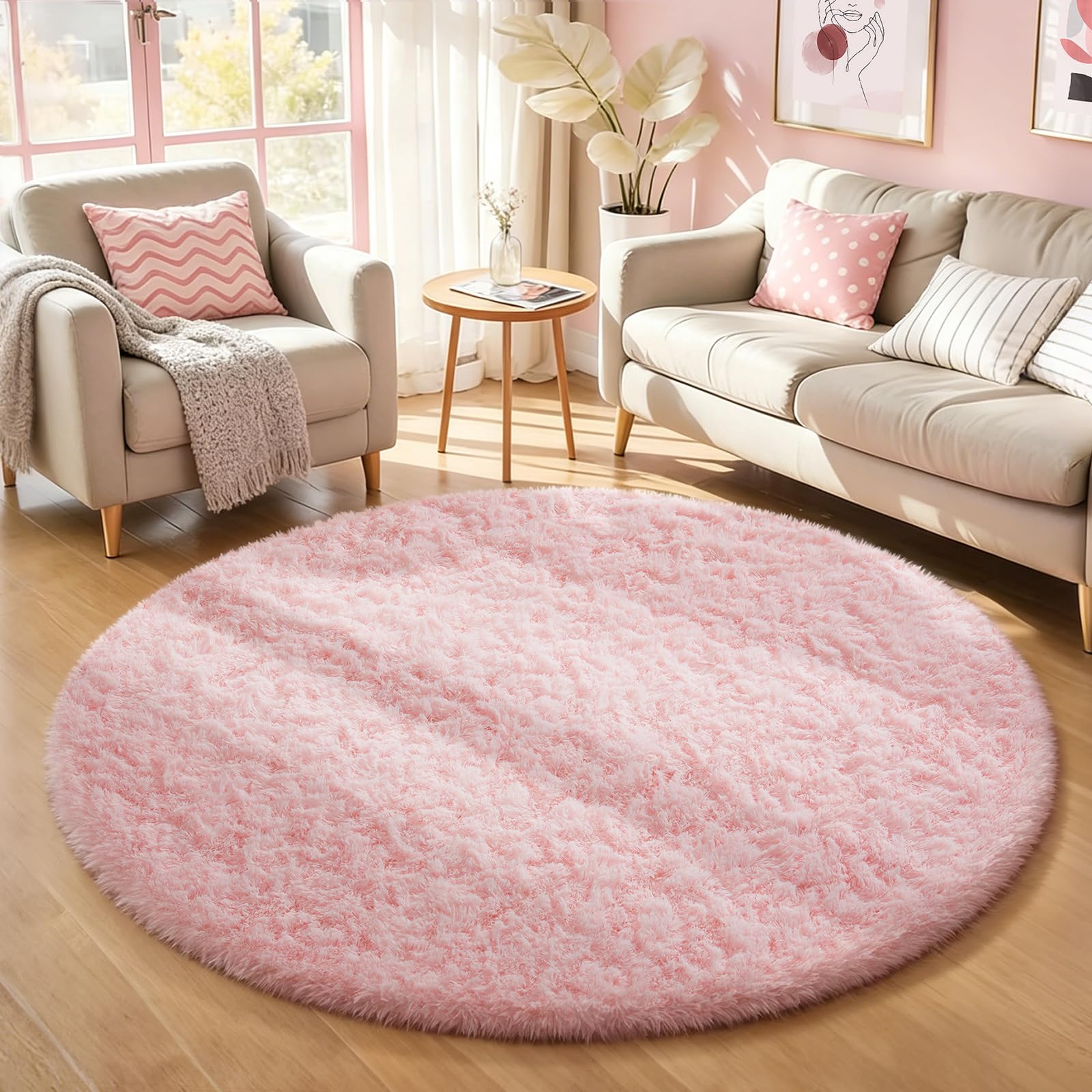 Ophanie Beige Rugs for Living Room Bedroom, 5x8 Fluffy Fuzzy Furry Carpet, Plush Soft Shaggy Bedside Indoor Floor Area Rug for Kids Girls Boys Baby Teen Dorm Nursery Home Decor Aesthetic