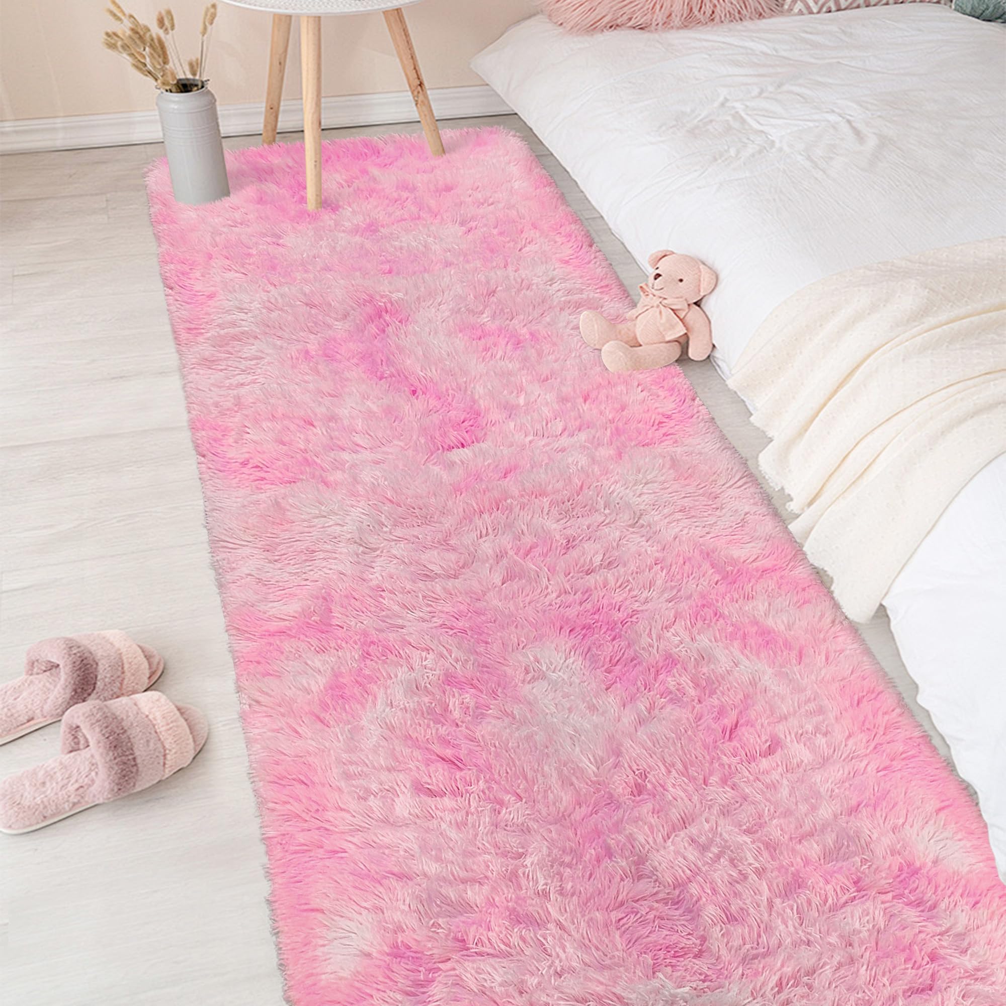 5x8 Ft Light Grey Large Area Rugs for Bedroom,Fluffy Furry Rug Floor Carpets Shaggy Playing Mat for Kids Baby Girls Room Nursery Home Decor Tie Dyed Gray Thick Rugs Fuzzy Home Decor