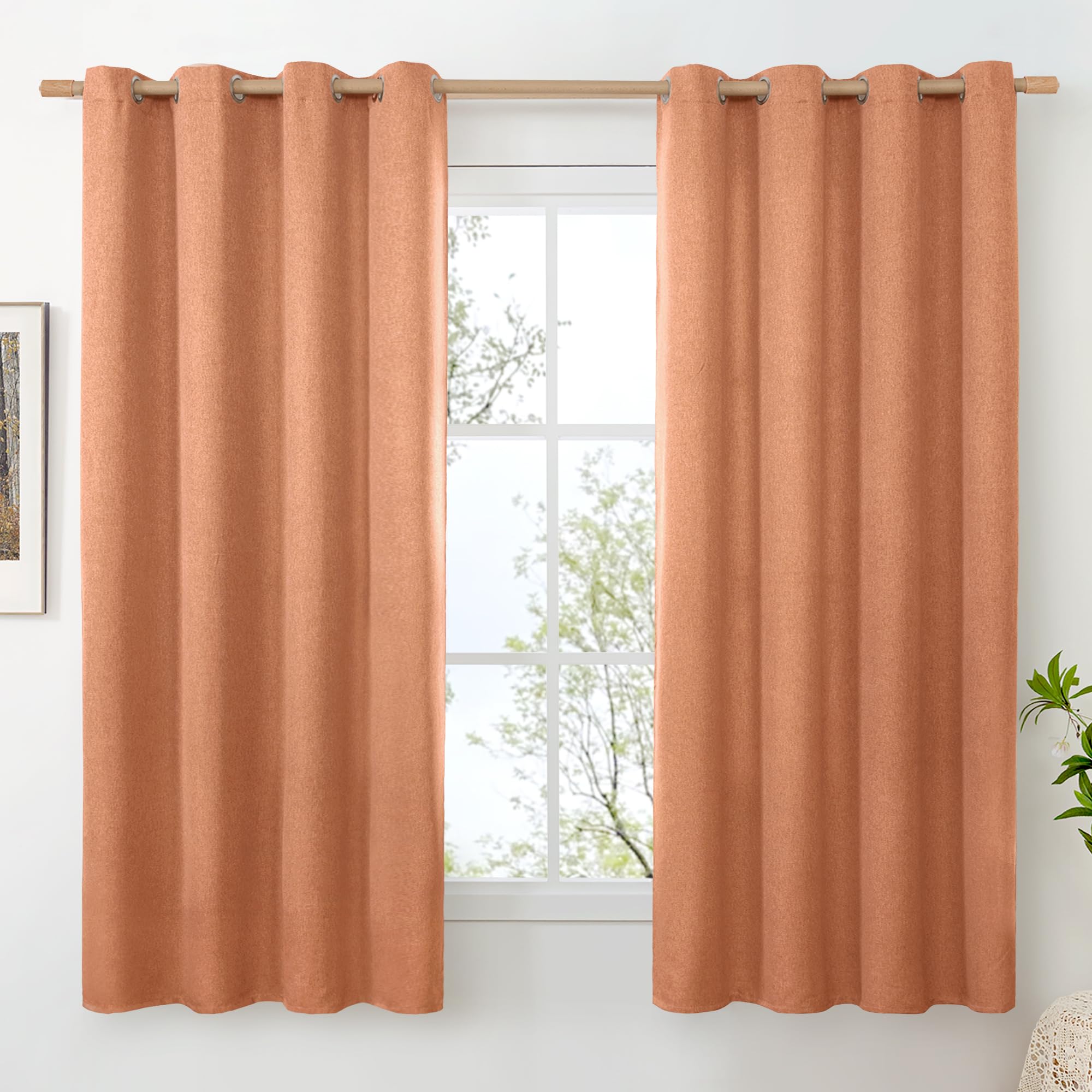 BGment Linen Curtains 95 Inch Long for Living Room 2 Panels, Thick Textured Privacy Floor Length Window Drapes Non See Through for Bedroom Farmhouse Light Filtering Grommet Top, Each 52 Inch Wide