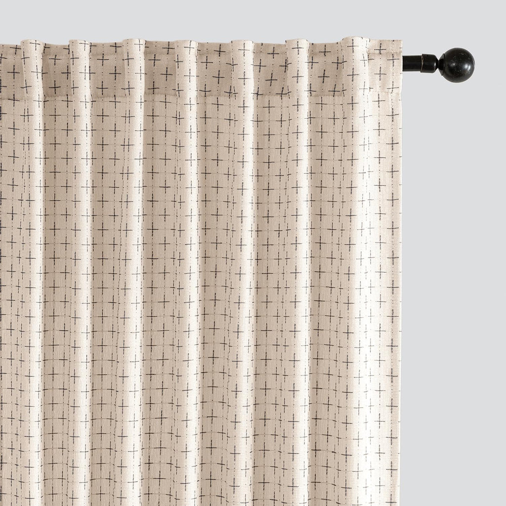 MIULEE Decorative Back Tab Linen Curtains with Geometric Pattern for Living Room Bedroom Farmhouse Rustic Thick Woven Textured Patterned Floor to Ceiling Drapes 102 Inch Long 2 Panels, Dark Grey
