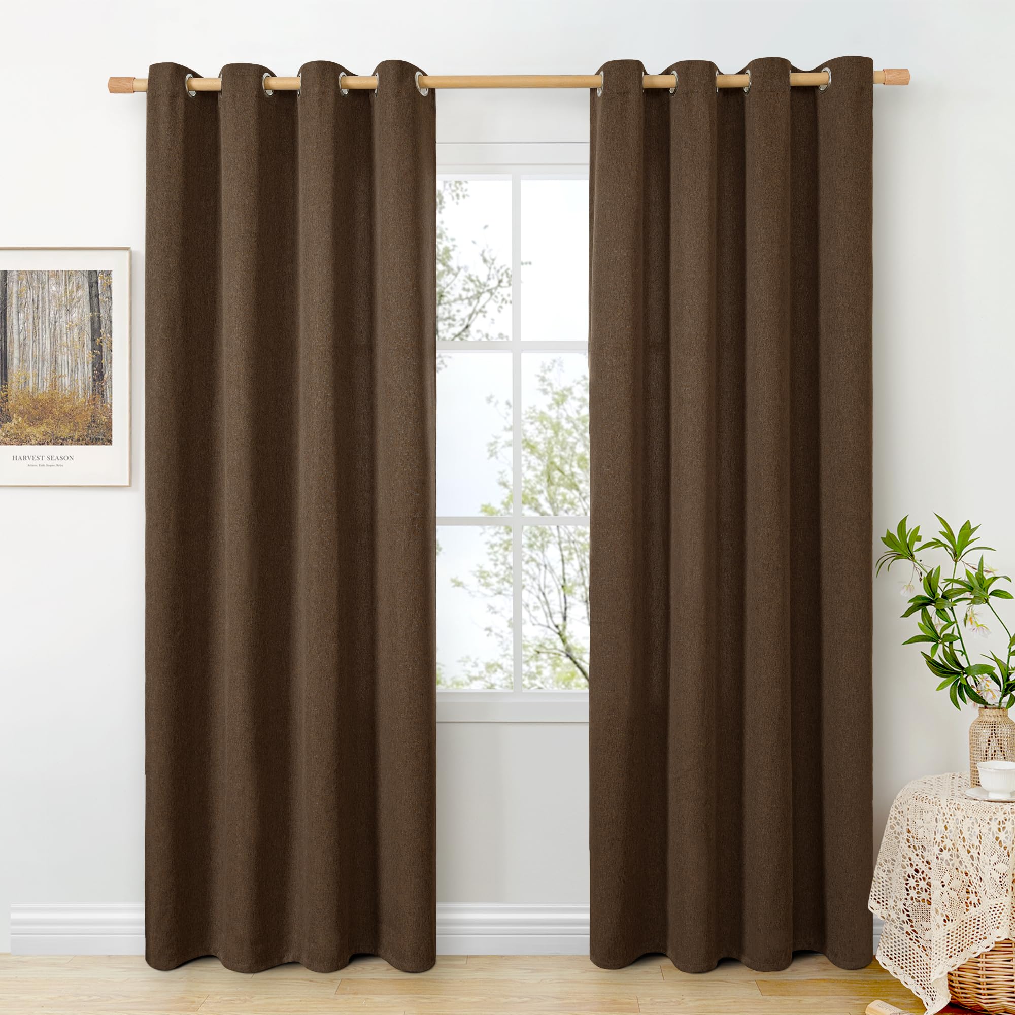 BGment Linen Curtains 95 Inch Long for Living Room 2 Panels, Thick Textured Privacy Floor Length Window Drapes Non See Through for Bedroom Farmhouse Light Filtering Grommet Top, Each 52 Inch Wide