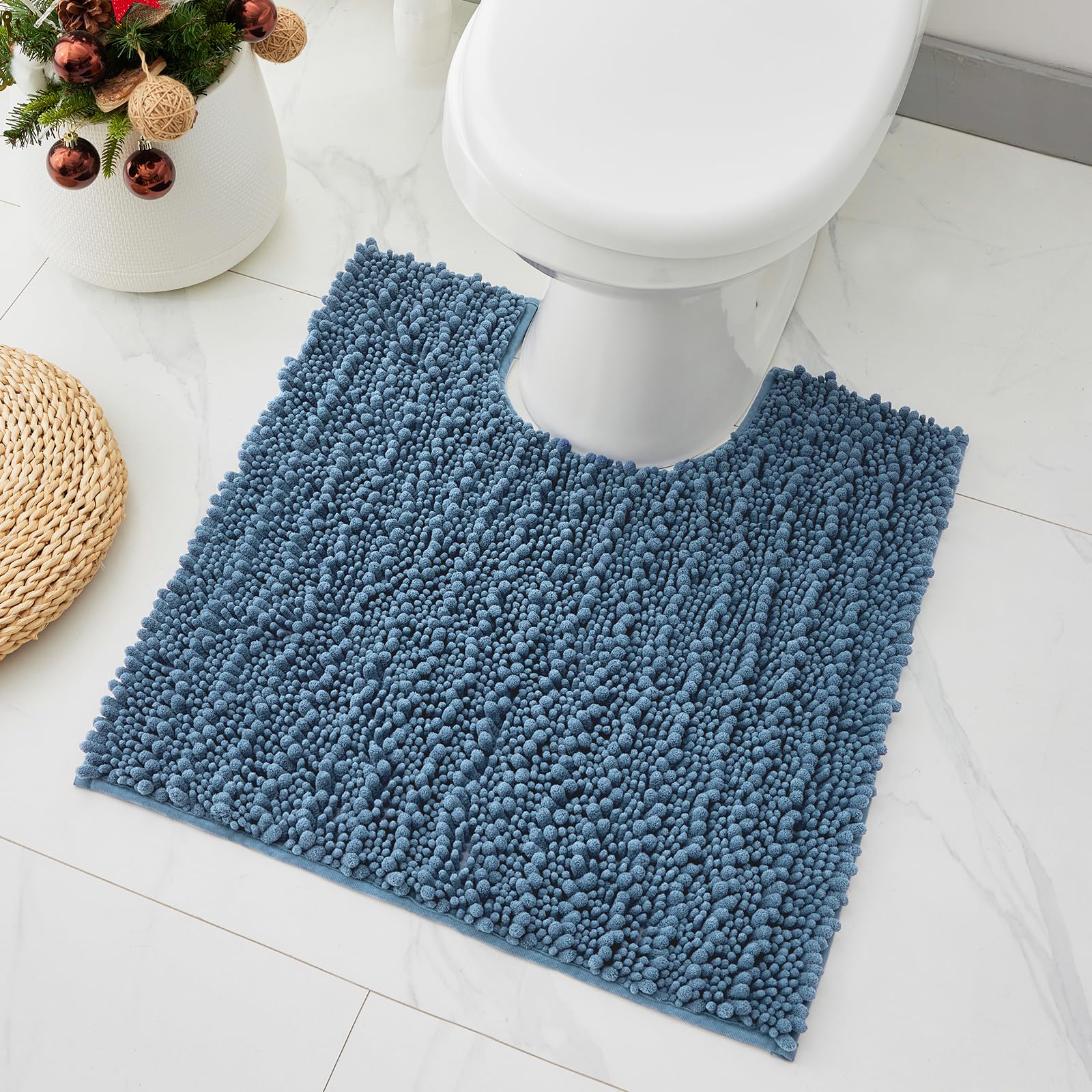 Bathroom Rugs Non Slip Washable 70x24, Extra Thick Soft Chenille Absorbent Bath Mat, High Density Barrier Non Slip Backing, Quick Dry Plush Shaggy Floor Carpet for Tub&Shower, White