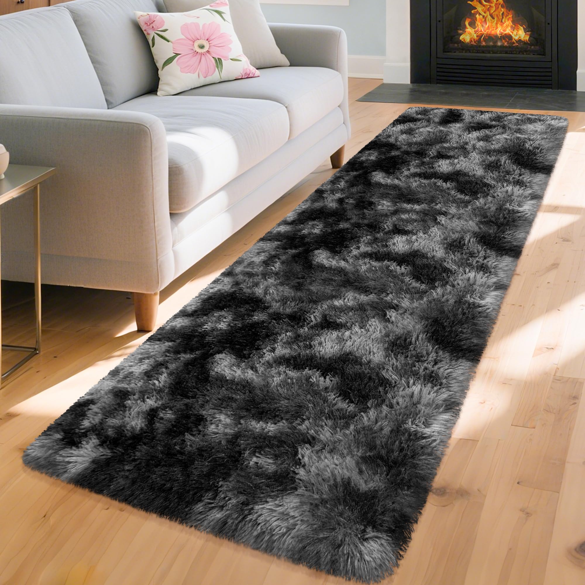 5x8 Ft Light Grey Large Area Rugs for Bedroom,Fluffy Furry Rug Floor Carpets Shaggy Playing Mat for Kids Baby Girls Room Nursery Home Decor Tie Dyed Gray Thick Rugs Fuzzy Home Decor