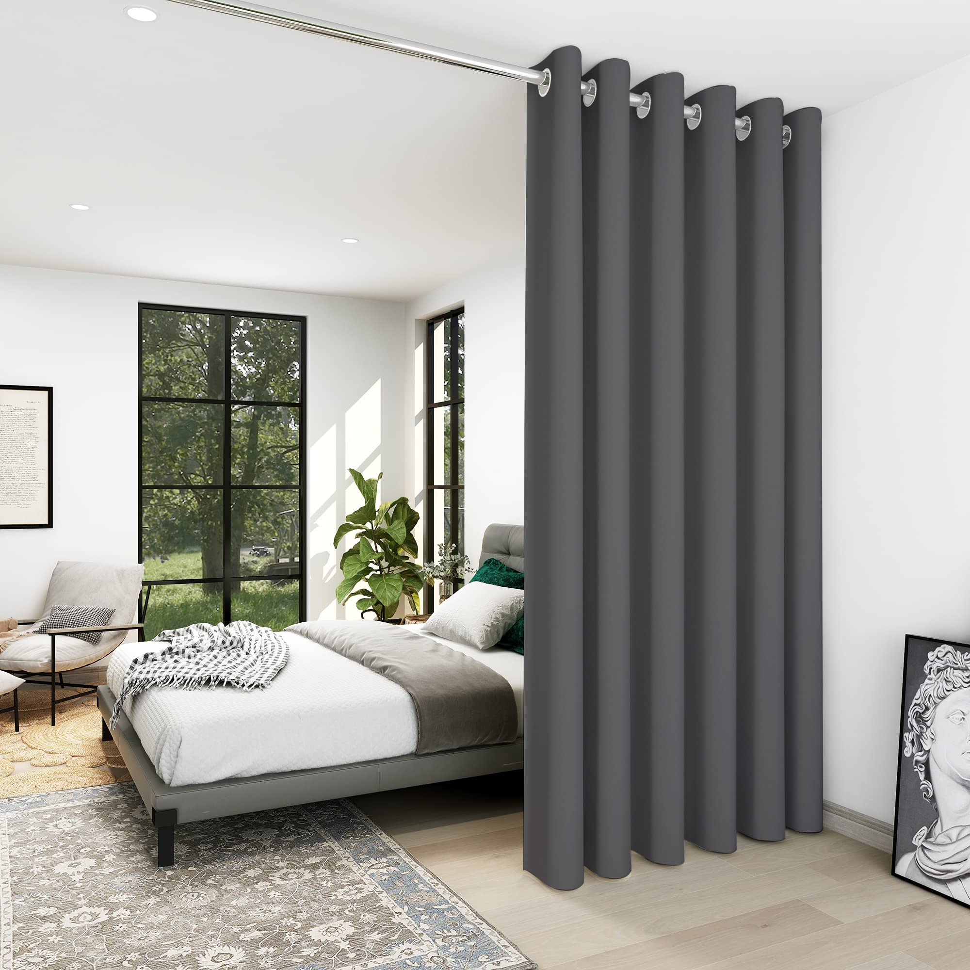 Deconovo Blackout Wide Curtain Panel, Grommet Top Thermal Insulated Room Darkening Drape for Bedroom Living Room, Khaki Divider, 100W x 84L Inch, Pack of 1