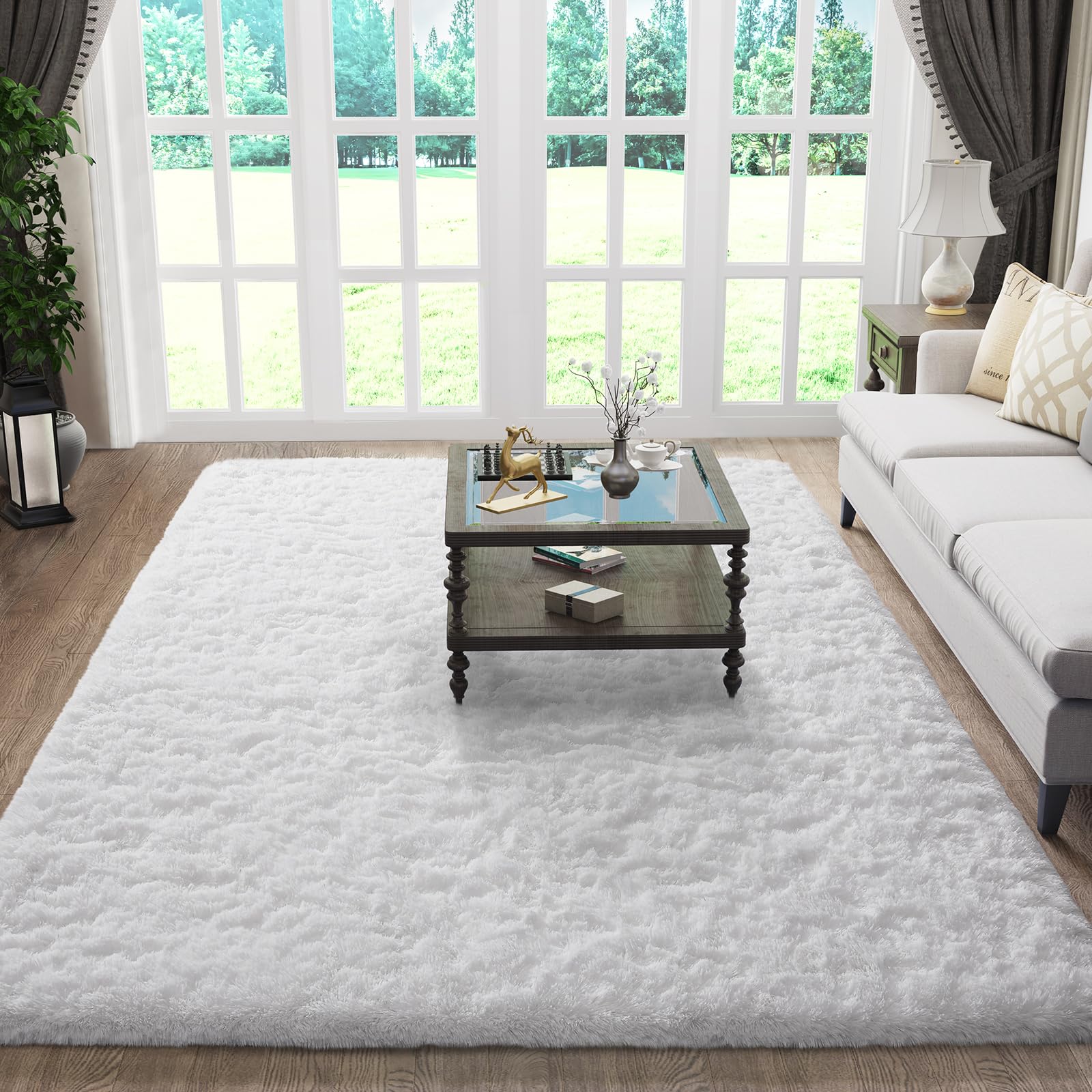 Ophanie Beige Rugs for Living Room Bedroom, 5x8 Fluffy Fuzzy Furry Carpet, Plush Soft Shaggy Bedside Indoor Floor Area Rug for Kids Girls Boys Baby Teen Dorm Nursery Home Decor Aesthetic