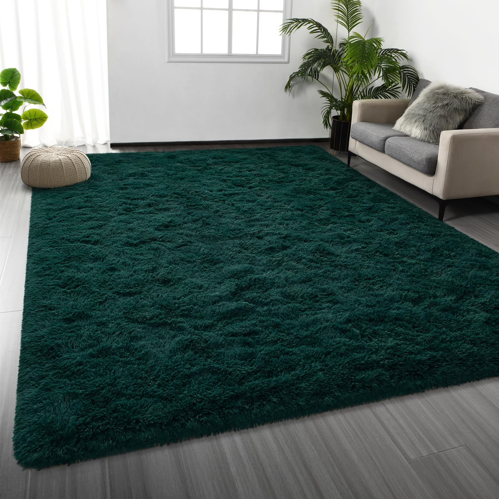 Deerhoo Large Shag Area Rugs 5 x 8, Tie-Dyed Plush Fuzzy Rugs for Living Room, Ultra Soft Fluffy Furry Rug for Bedroom, Indoor Carpet Nursery Rugs for Kids Room Home Decor, Purple