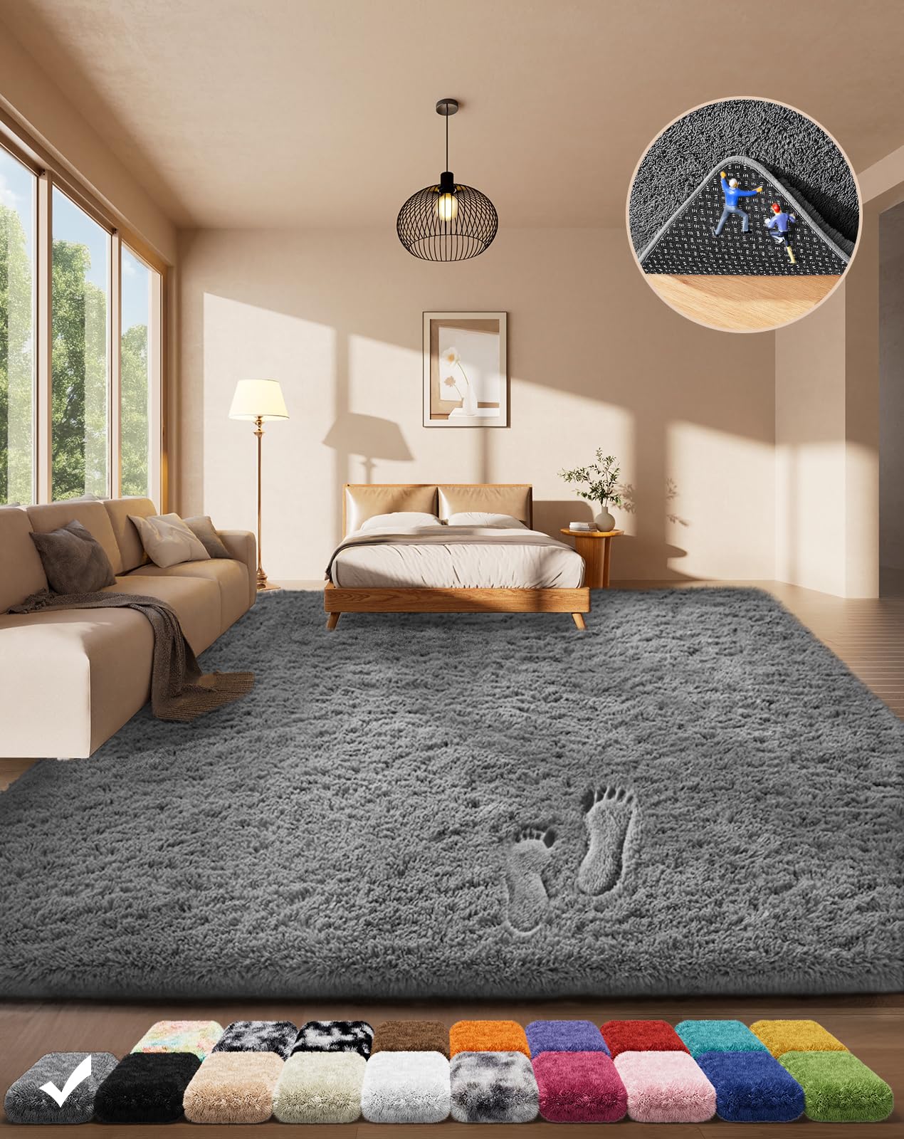 Ophanie Beige Rugs for Living Room Bedroom, 5x8 Fluffy Fuzzy Furry Carpet, Plush Soft Shaggy Bedside Indoor Floor Area Rug for Kids Girls Boys Baby Teen Dorm Nursery Home Decor Aesthetic