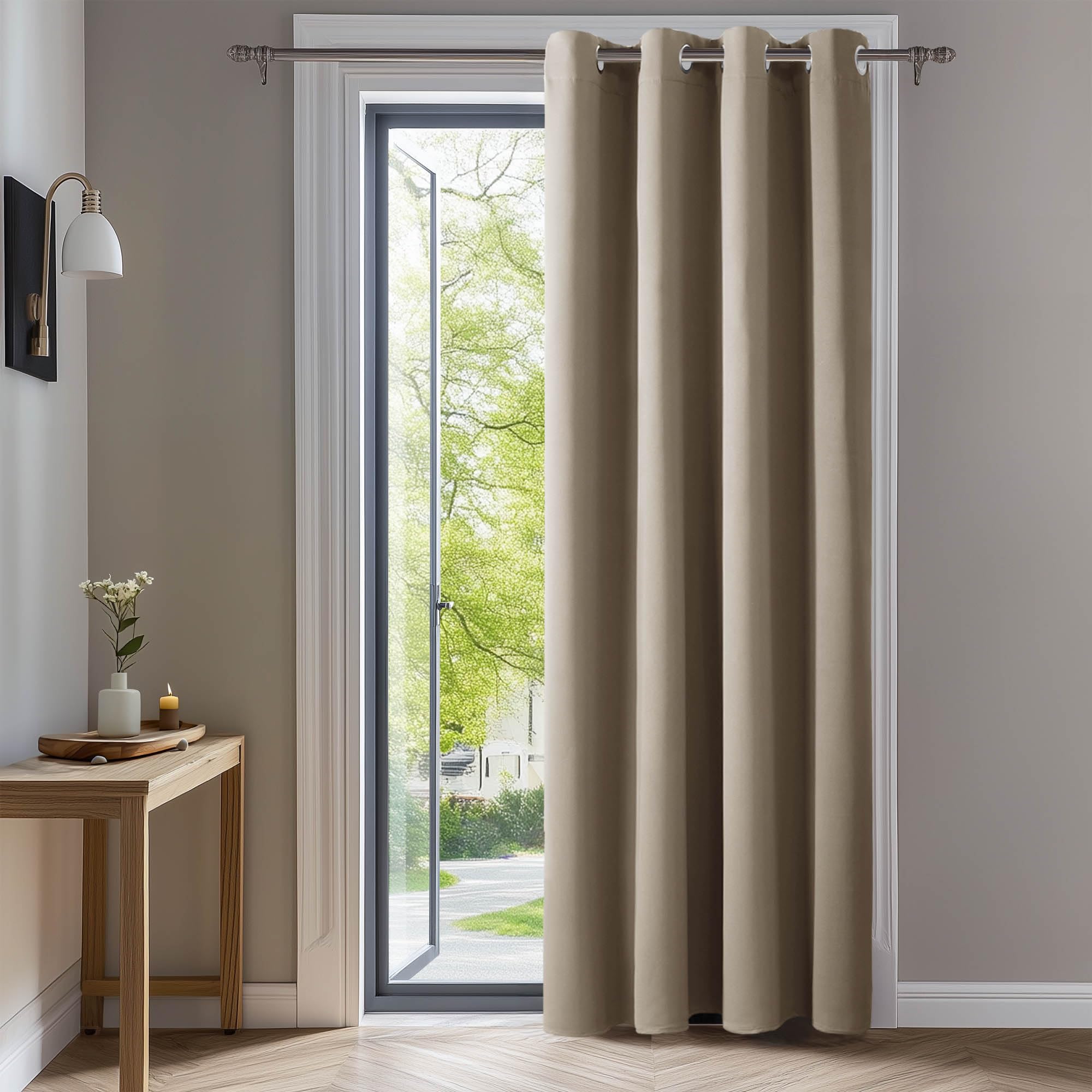 Deconovo Blackout Wide Curtain Panel, Grommet Top Thermal Insulated Room Darkening Drape for Bedroom Living Room, Khaki Divider, 100W x 84L Inch, Pack of 1