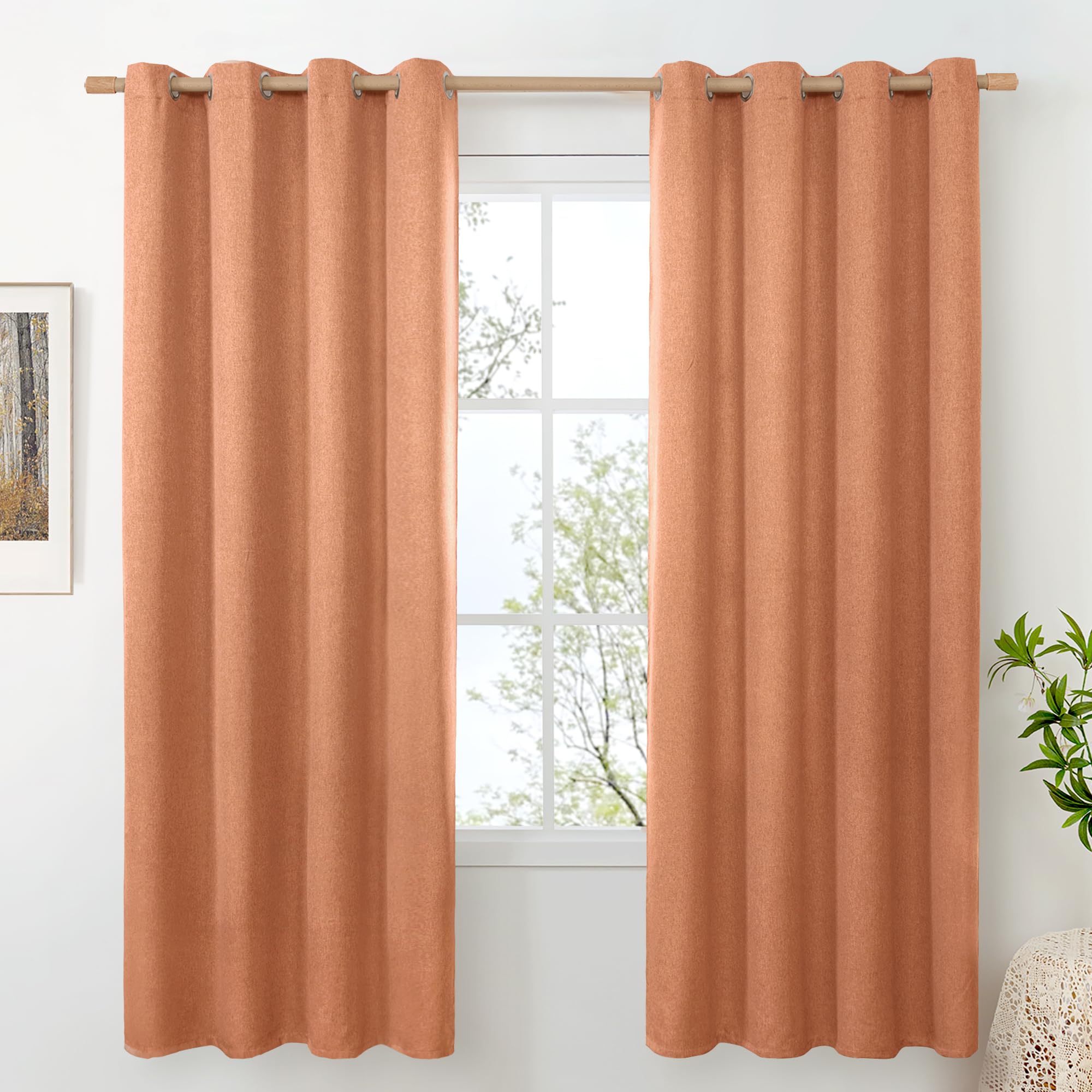 BGment Linen Curtains 95 Inch Long for Living Room 2 Panels, Thick Textured Privacy Floor Length Window Drapes Non See Through for Bedroom Farmhouse Light Filtering Grommet Top, Each 52 Inch Wide
