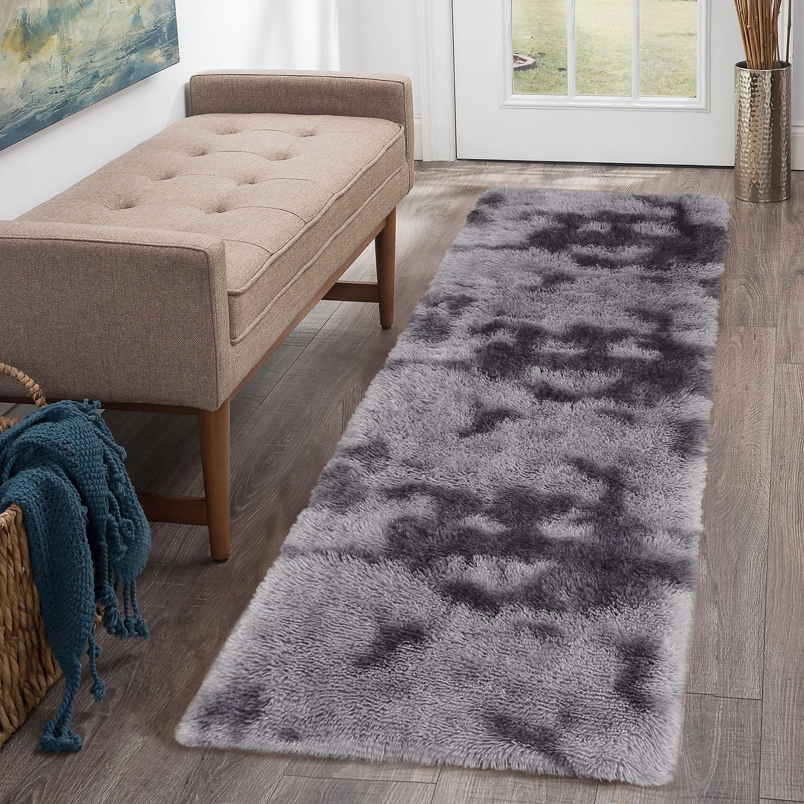 CAROMIO 10x13 Fluffy Area Rugs Extra Large Plush and Thick Faux Fur Shag Rug for Living Room Non-Slip Non-Shedding Accent Rug Carpet for Bedroom, Fuzzy Shaggy Rugs for Kids Nursery Dorm, Black