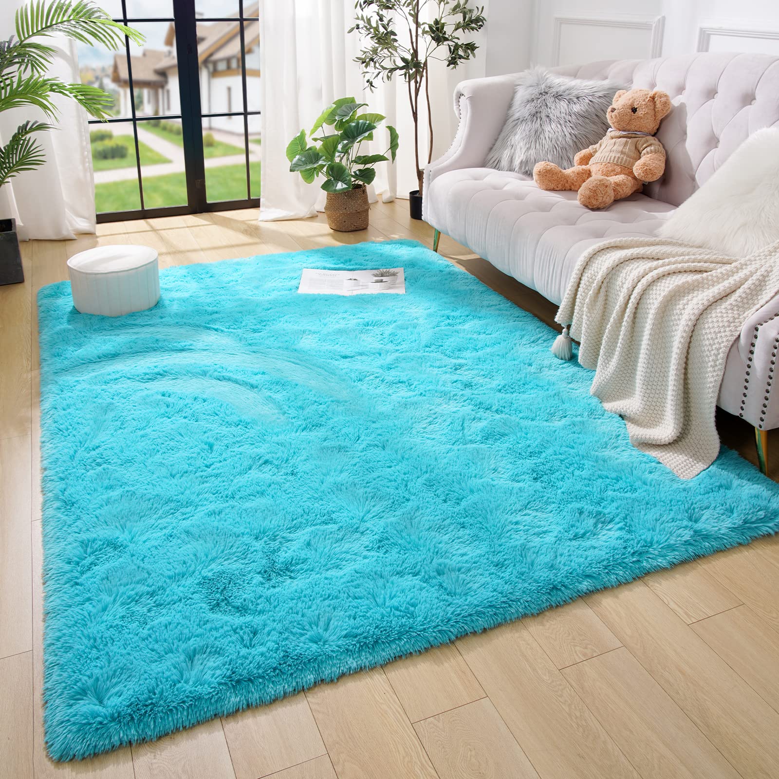 Amearea Yellow 6×9ft Soft Shag Rug, Non-slip Fluffy Carpet for Bedroom, Living Room & Nursery
