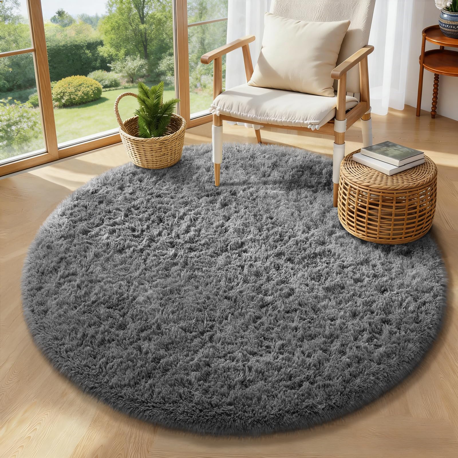 Ophanie Beige Rugs for Living Room Bedroom, 5x8 Fluffy Fuzzy Furry Carpet, Plush Soft Shaggy Bedside Indoor Floor Area Rug for Kids Girls Boys Baby Teen Dorm Nursery Home Decor Aesthetic