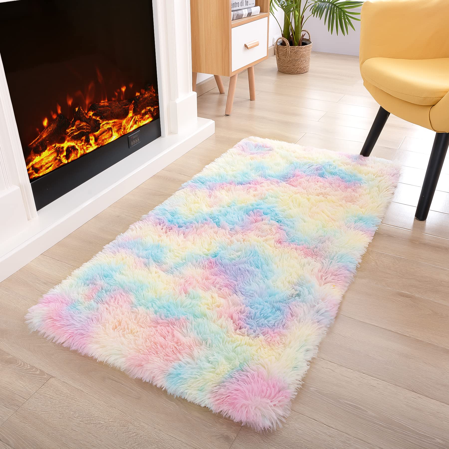 8x10 Extra Large Green Area Rug for Living Room Bedroom Dining Room, Fluffy Shag Soft Plush Furry Carpet Solid Color, Non-Slip Indoor Floor Mat for Kids Home Decor