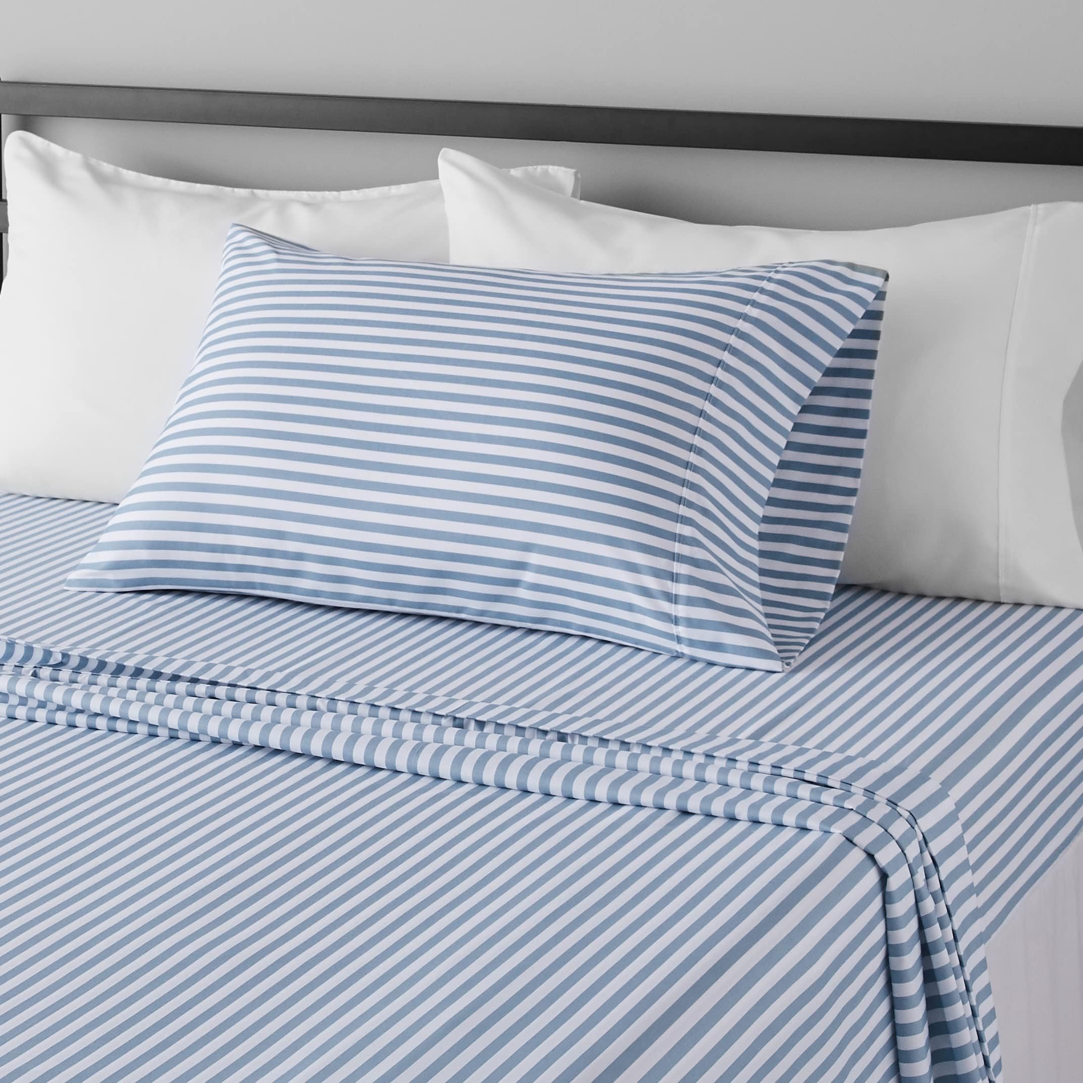 Amazon Basics Lightweight Super Soft Easy Care Wrinkle Free Breathable Brushed Microfiber 3-Piece Bed Sheet Set with 14-Inch Deep Pockets, Twin, Beige, Solid