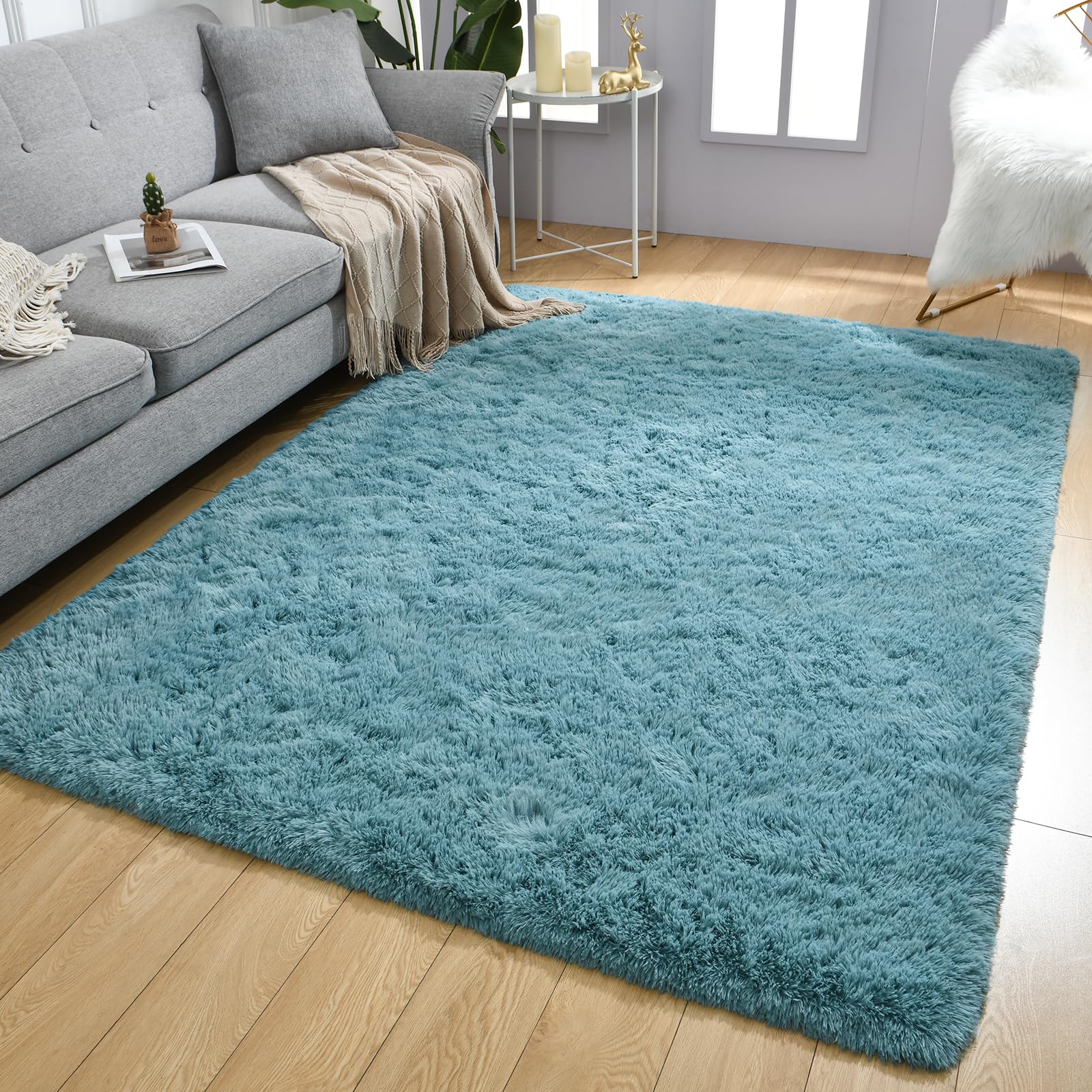 Merelax Soft Modern Indoor Shaggy Area Rug for Bedroom Livingroom Dorm Kids Room Home Decorative, Non-Slip Plush Fluffy Furry Fur Rugs Comfy Nursery Accent Floor Carpet 2x3 Feet, Black