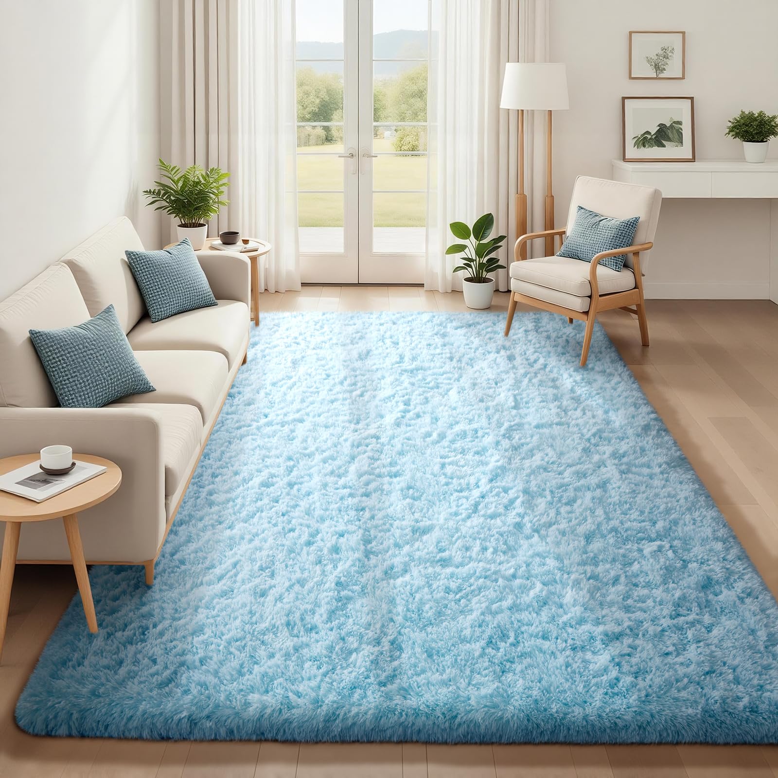 Ophanie Beige Rugs for Living Room Bedroom, 5x8 Fluffy Fuzzy Furry Carpet, Plush Soft Shaggy Bedside Indoor Floor Area Rug for Kids Girls Boys Baby Teen Dorm Nursery Home Decor Aesthetic