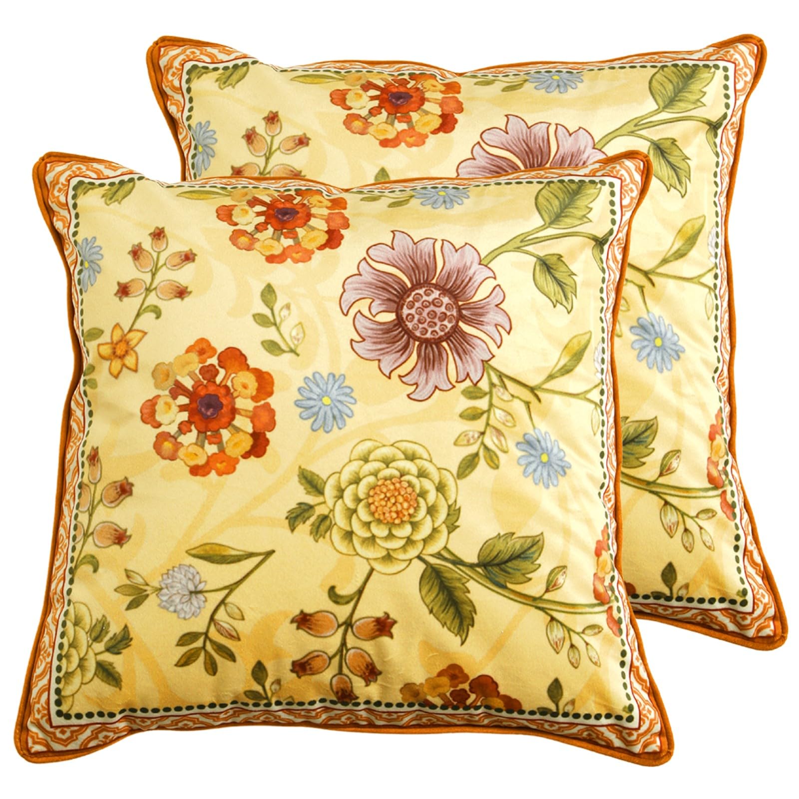 bilin gaier Vintage Square Throw Pillow Covers Pack of 2,Red Cozy Velvet with Leaves and Floral Pattern Pillowcases,Decoration Pillows Cushion Covers for Living Room Couch Sofa Bed Car Chair,18"x18"