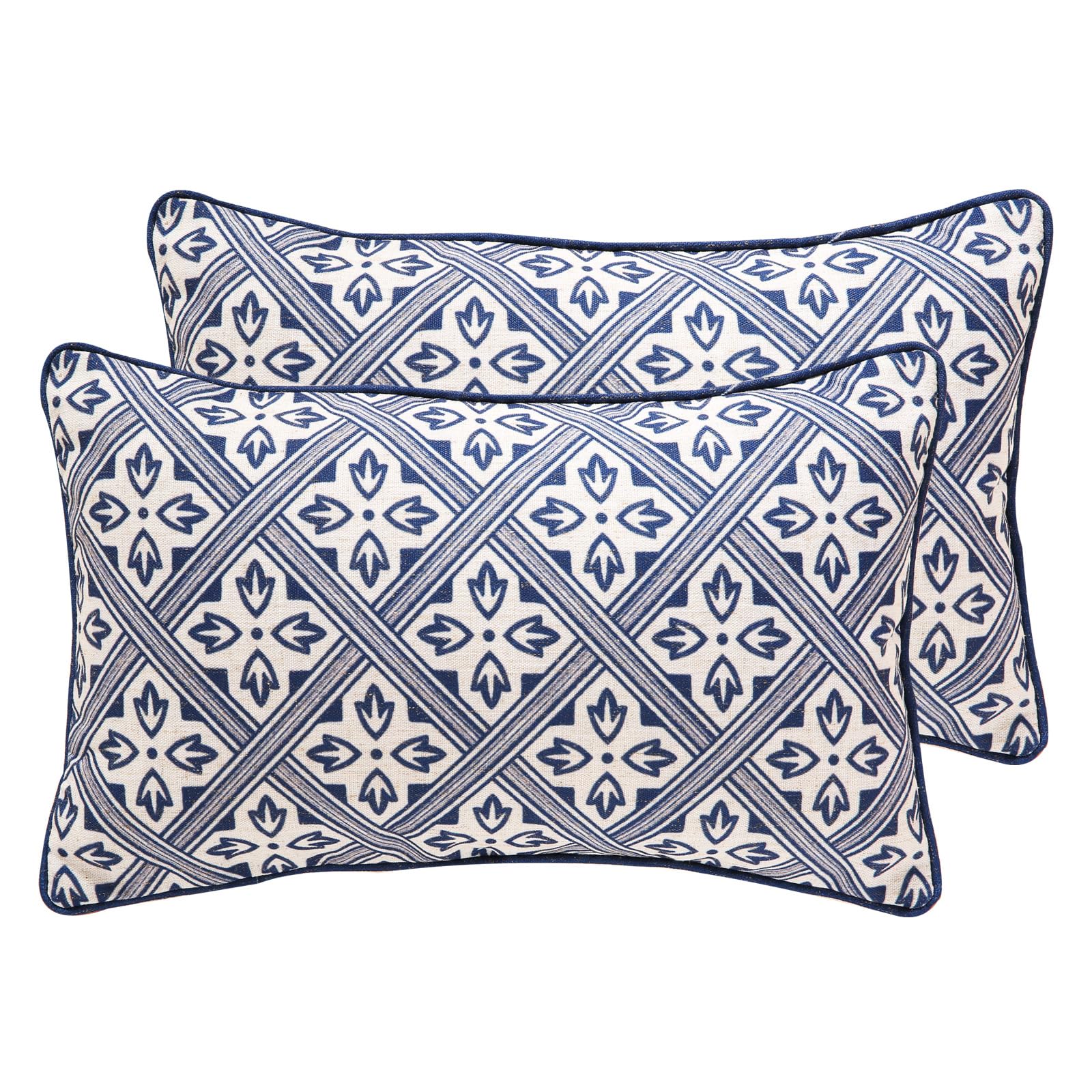 patdrea Designer Throw Pillow Covers for Couch 18"x18",Vintage Linen Pillows Cover with Cheetah Pattern and Luxury Pendant,Farmhouse Decorative Pillowcases for Bed Living Room Outdoor Set of 2