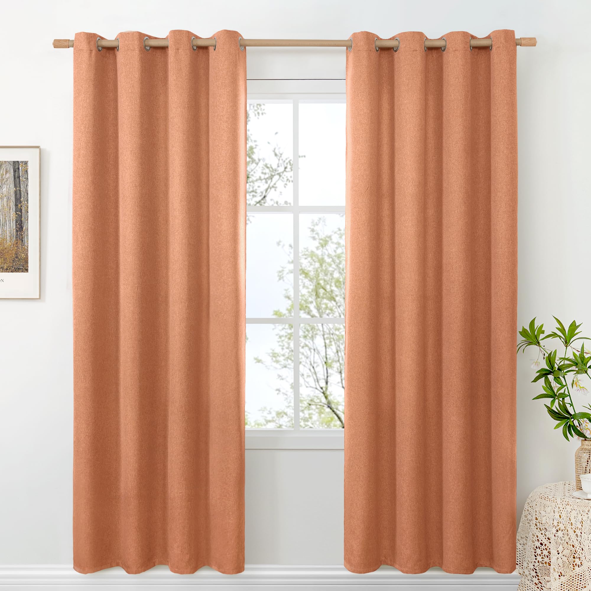 BGment Linen Curtains 95 Inch Long for Living Room 2 Panels, Thick Textured Privacy Floor Length Window Drapes Non See Through for Bedroom Farmhouse Light Filtering Grommet Top, Each 52 Inch Wide