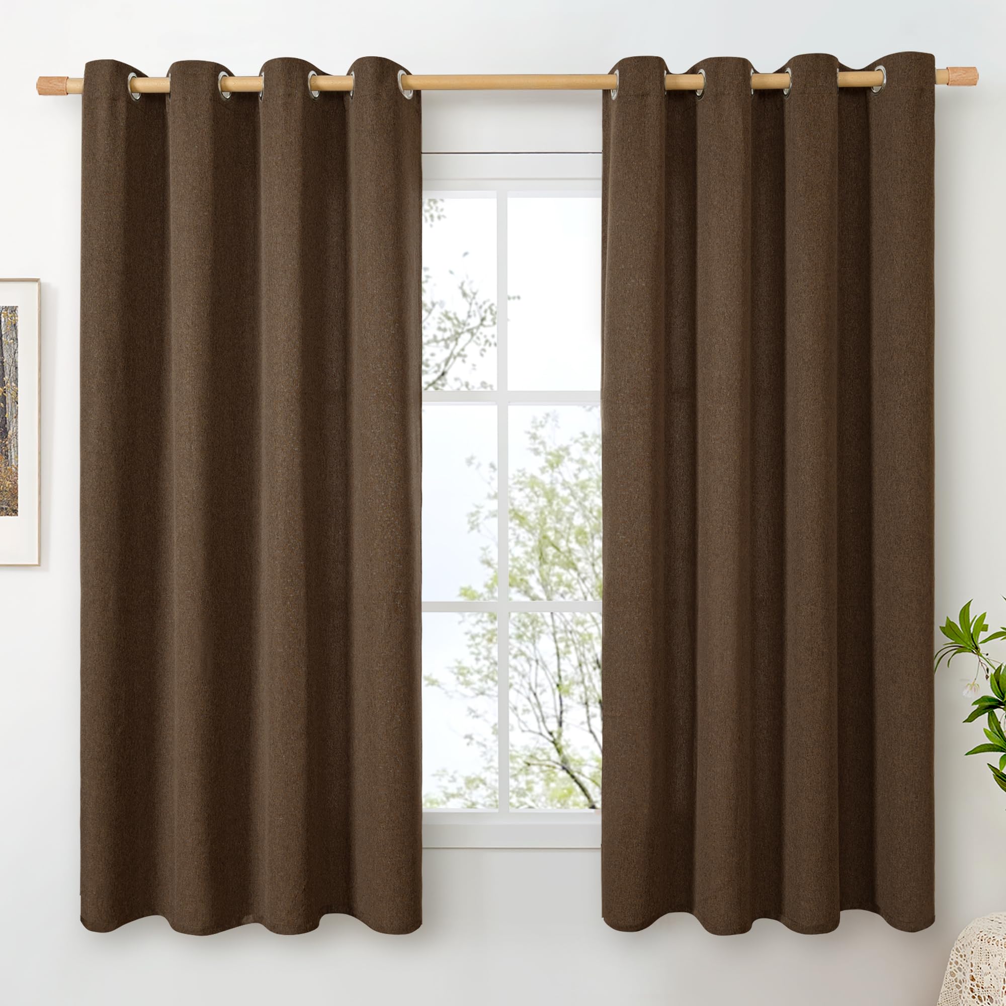 BGment Linen Curtains 95 Inch Long for Living Room 2 Panels, Thick Textured Privacy Floor Length Window Drapes Non See Through for Bedroom Farmhouse Light Filtering Grommet Top, Each 52 Inch Wide
