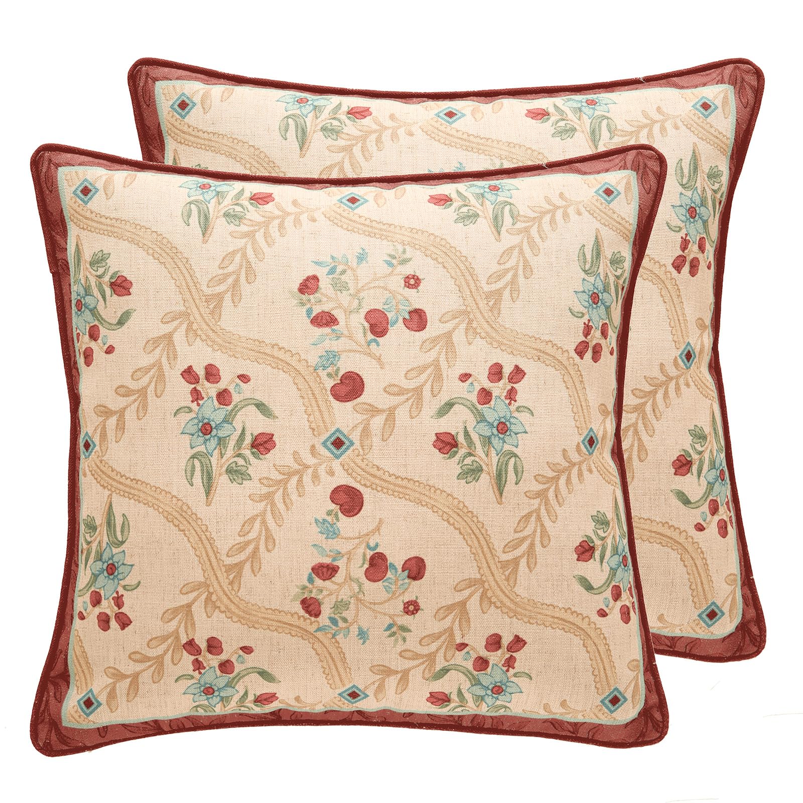patdrea Designer Throw Pillow Covers for Couch 18"x18",Vintage Linen Pillows Cover with Cheetah Pattern and Luxury Pendant,Farmhouse Decorative Pillowcases for Bed Living Room Outdoor Set of 2