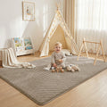 Baby Play Mat for Floor 1.3" Thick Soft Fluffy Shaggy Rug for Toddler Infant Kids Crawling, 79"x 118" Nursery Mat Bedroom Living Room Waterproof Easy Care Non-Slip (Dark Grey)