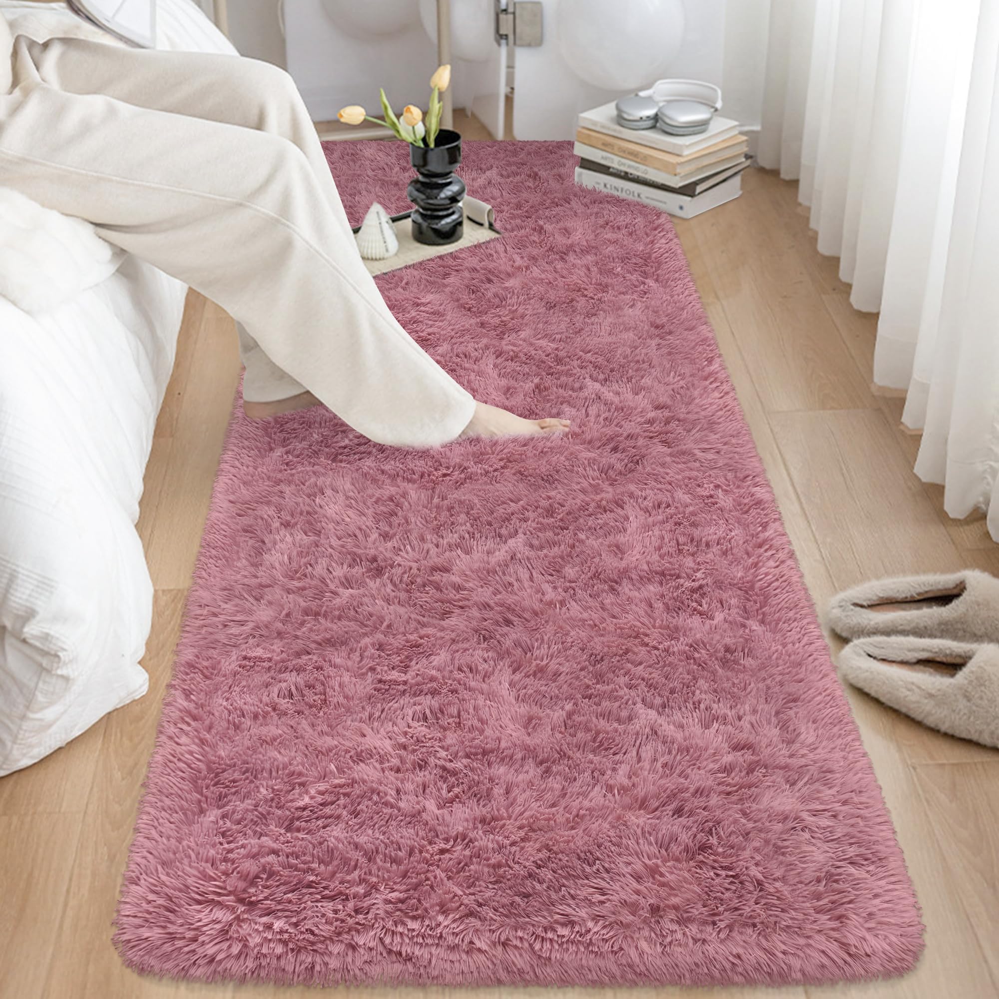 5x8 Ft Light Grey Large Area Rugs for Bedroom,Fluffy Furry Rug Floor Carpets Shaggy Playing Mat for Kids Baby Girls Room Nursery Home Decor Tie Dyed Gray Thick Rugs Fuzzy Home Decor