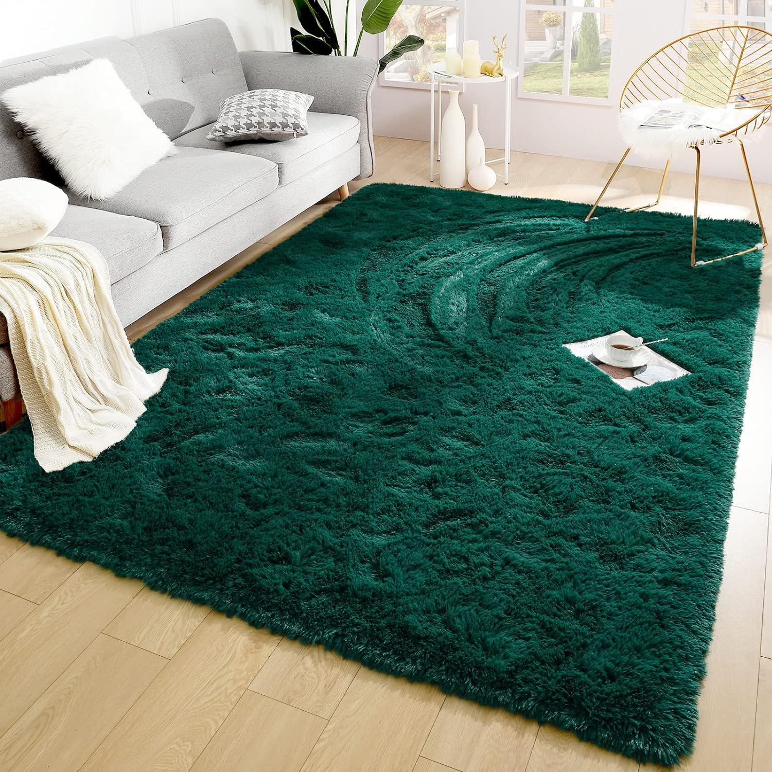 Merelax Soft Modern Indoor Shaggy Area Rug for Bedroom Livingroom Dorm Kids Room Home Decorative, Non-Slip Plush Fluffy Furry Fur Rugs Comfy Nursery Accent Floor Carpet 2x3 Feet, Black
