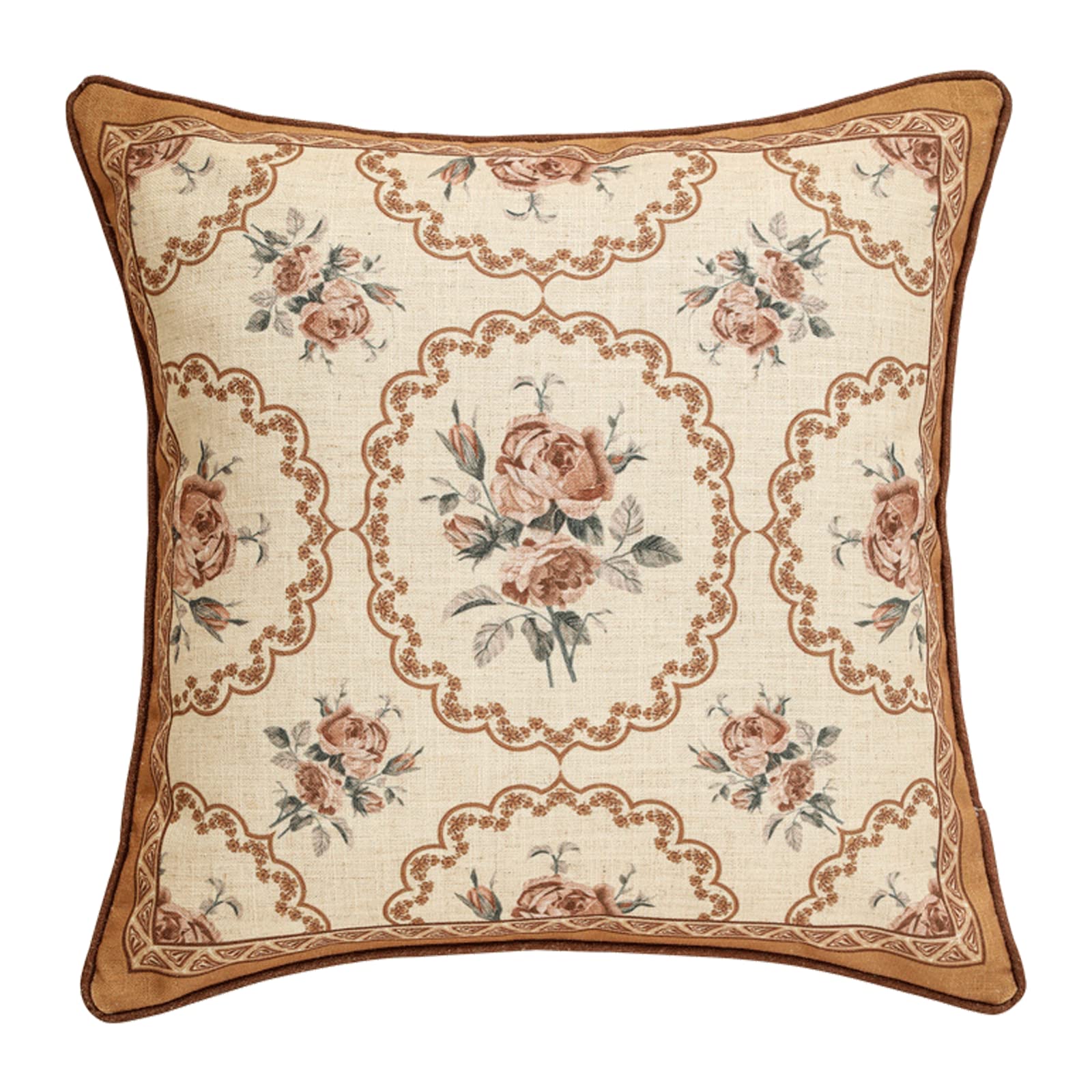 patdrea Designer Throw Pillow Covers for Couch 18"x18",Vintage Linen Pillows Cover with Cheetah Pattern and Luxury Pendant,Farmhouse Decorative Pillowcases for Bed Living Room Outdoor Set of 2