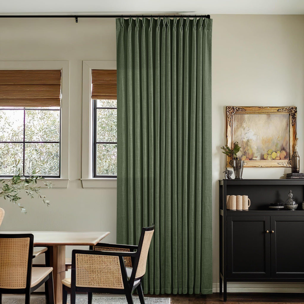 90 Inch Pinch Pleated Linen Curtains 2 Panel Set for Living Room Cream Natural Thick Linen Textured Drapes 90 Inches Long Pinch Pleat Drapes Birch Ivory Semi Sheer Curtain for Dining Bedroom Office