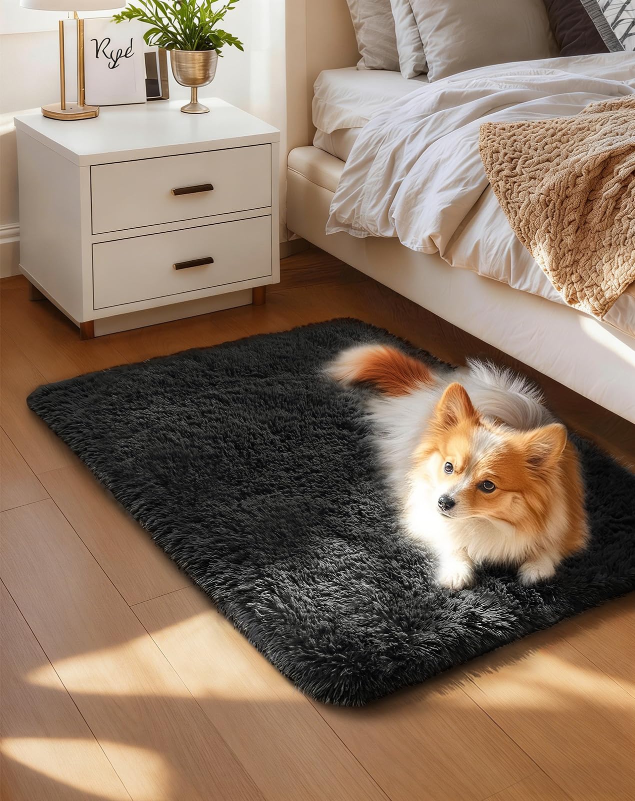Ophanie Beige Rugs for Living Room Bedroom, 5x8 Fluffy Fuzzy Furry Carpet, Plush Soft Shaggy Bedside Indoor Floor Area Rug for Kids Girls Boys Baby Teen Dorm Nursery Home Decor Aesthetic
