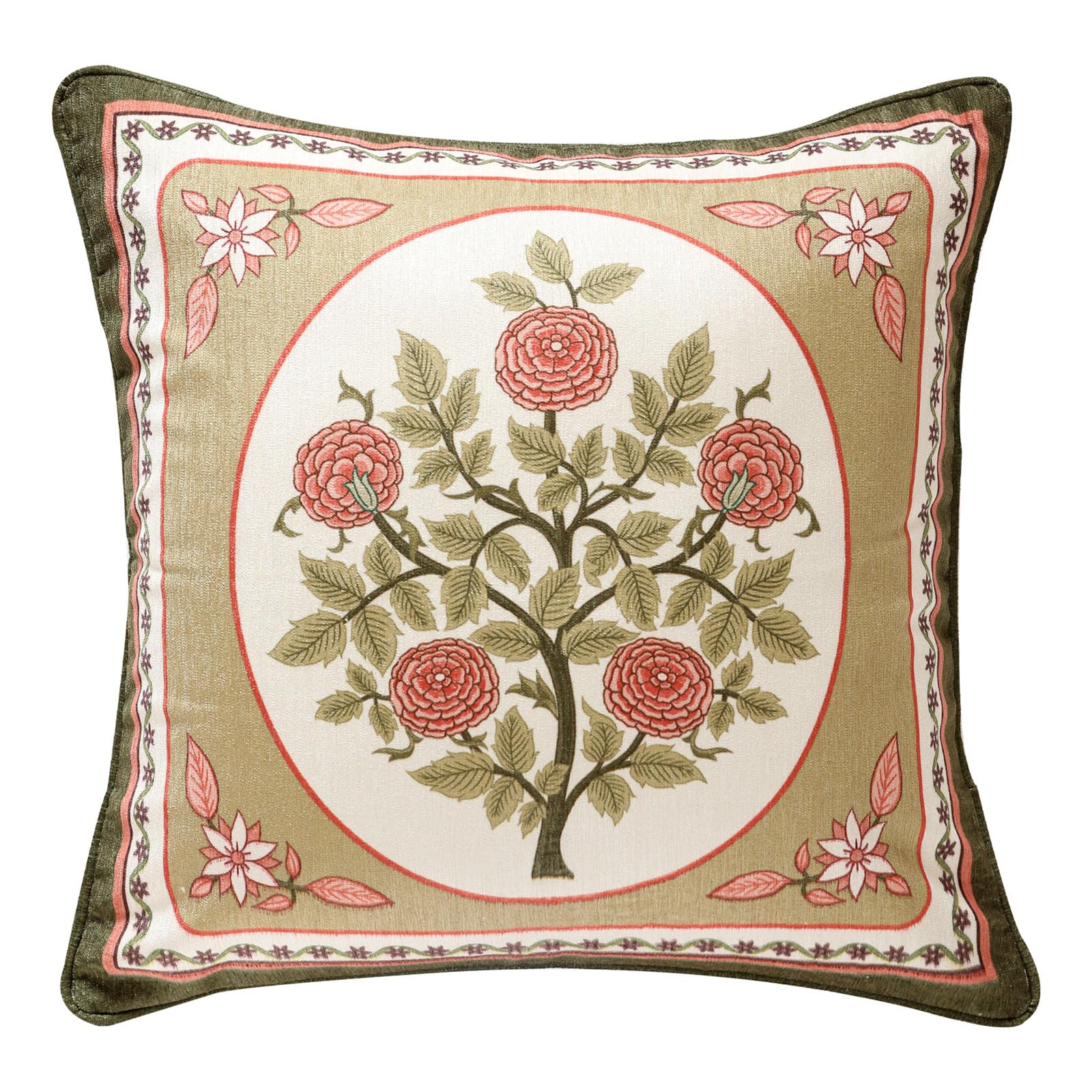 bilin gaier Vintage Square Throw Pillow Covers Pack of 2,Red Cozy Velvet with Leaves and Floral Pattern Pillowcases,Decoration Pillows Cushion Covers for Living Room Couch Sofa Bed Car Chair,18"x18"