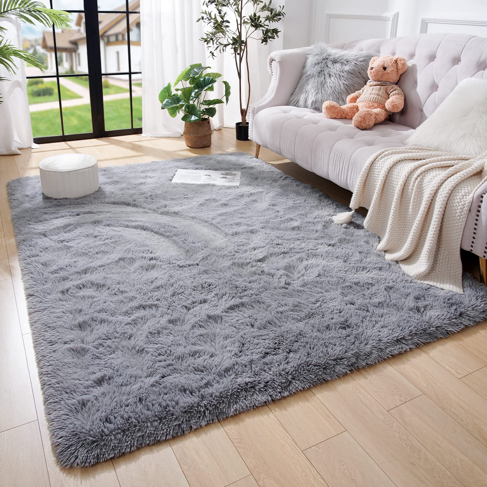 Amearea Yellow 6×9ft Soft Shag Rug, Non-slip Fluffy Carpet for Bedroom, Living Room & Nursery
