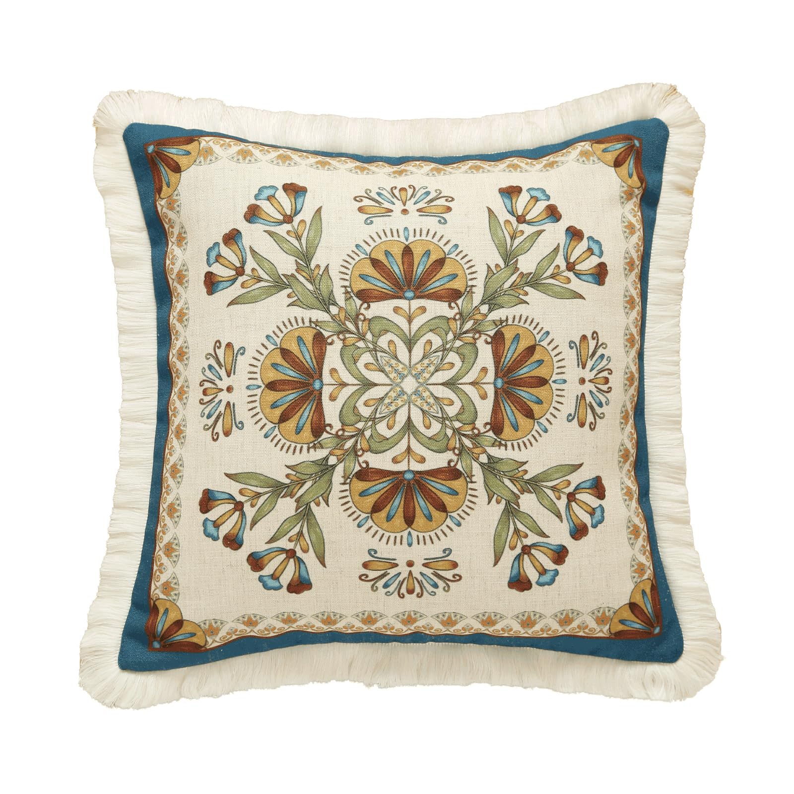 patdrea Designer Throw Pillow Covers for Couch 18"x18",Vintage Linen Pillows Cover with Cheetah Pattern and Luxury Pendant,Farmhouse Decorative Pillowcases for Bed Living Room Outdoor Set of 2