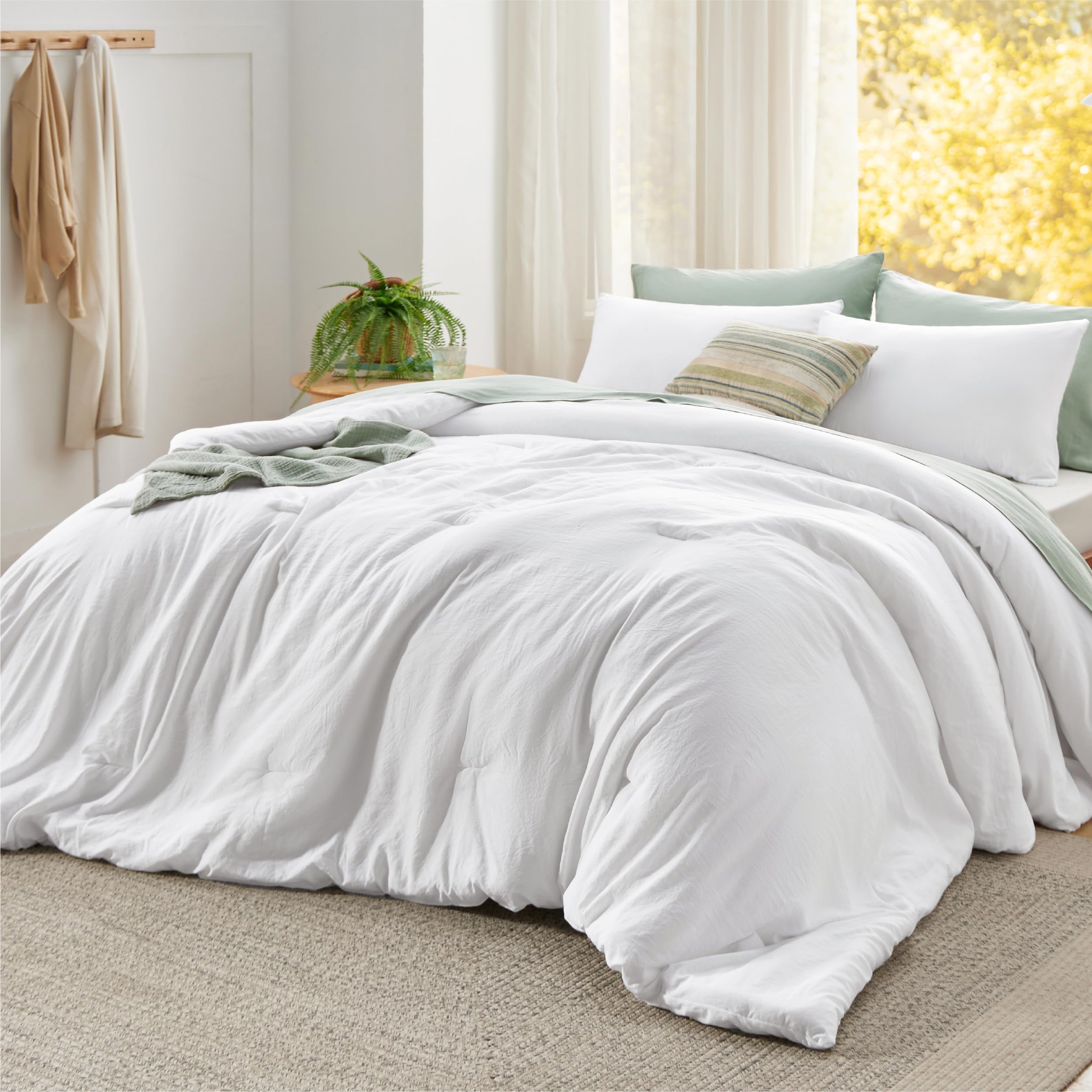 Bedsure King Comforter Set, Beige Soft Prewashed Bedding for All Seasons, 3 Pieces GentleSoft™ Bed Set, 1 Lightweight Comforter (104"x90") and 2 Pillowcases (20"x36")