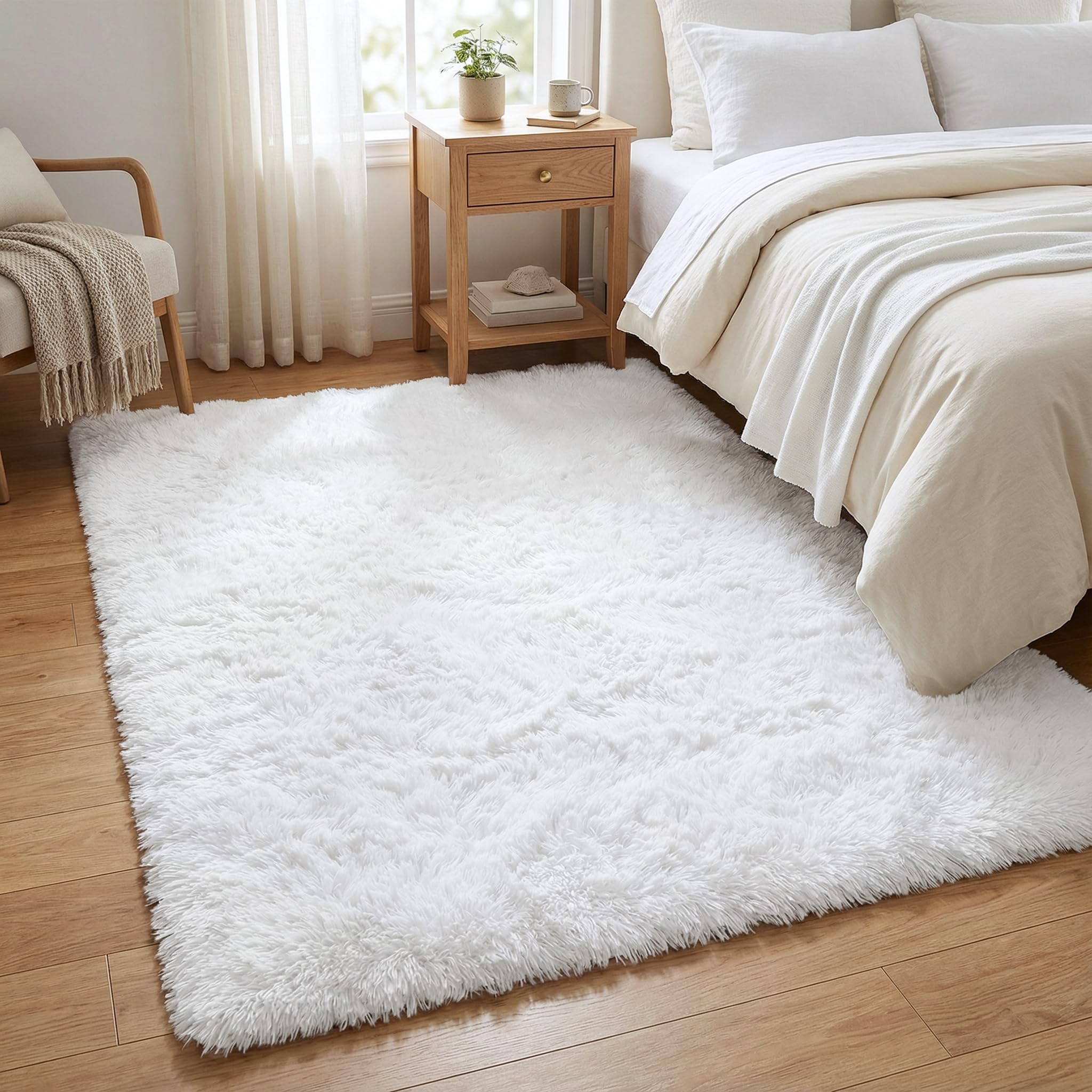 Merelax Soft Modern Indoor Shaggy Area Rug for Bedroom Livingroom Dorm Kids Room Home Decorative, Non-Slip Plush Fluffy Furry Fur Rugs Comfy Nursery Accent Floor Carpet 2x3 Feet, Black