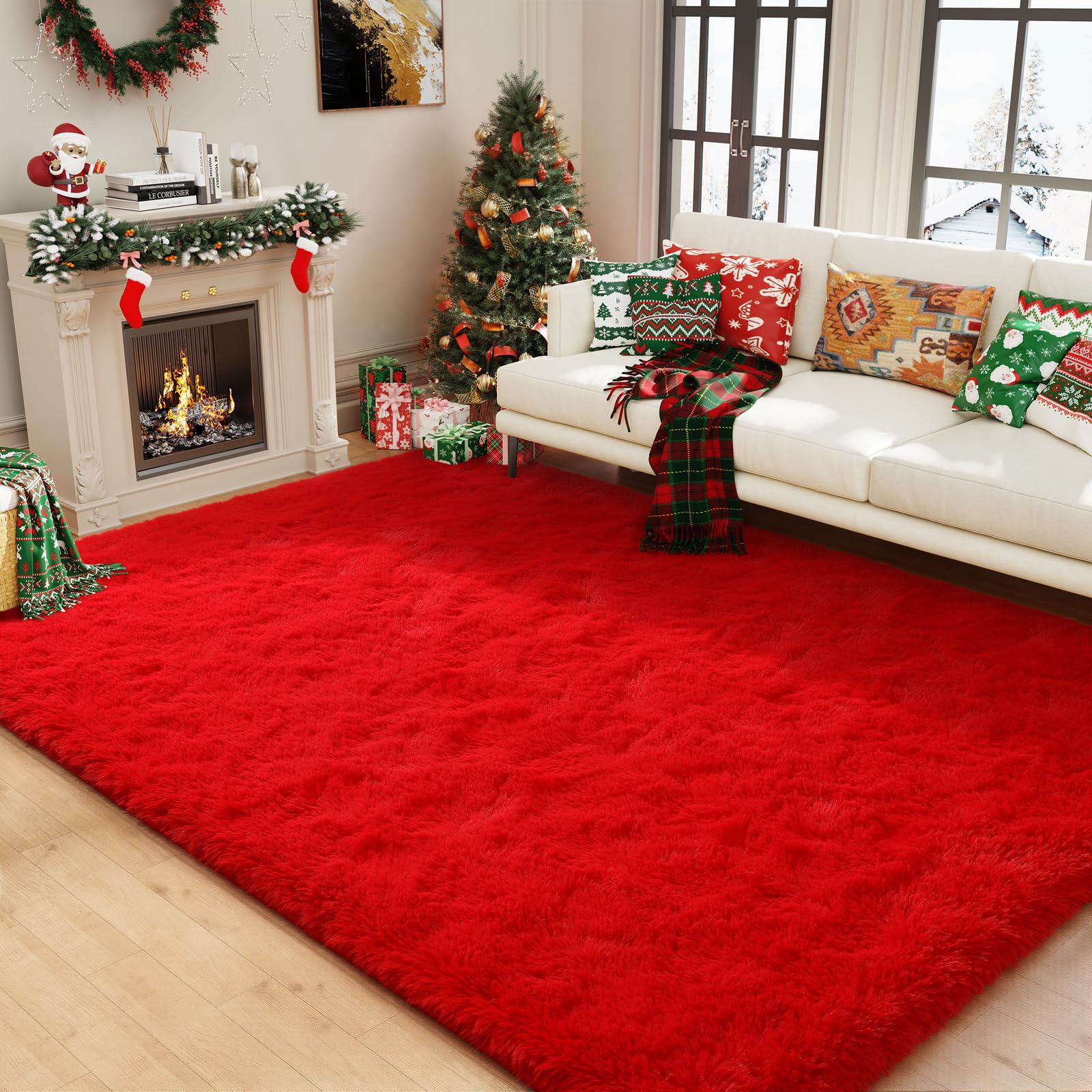 Amearea Yellow 6×9ft Soft Shag Rug, Non-slip Fluffy Carpet for Bedroom, Living Room & Nursery